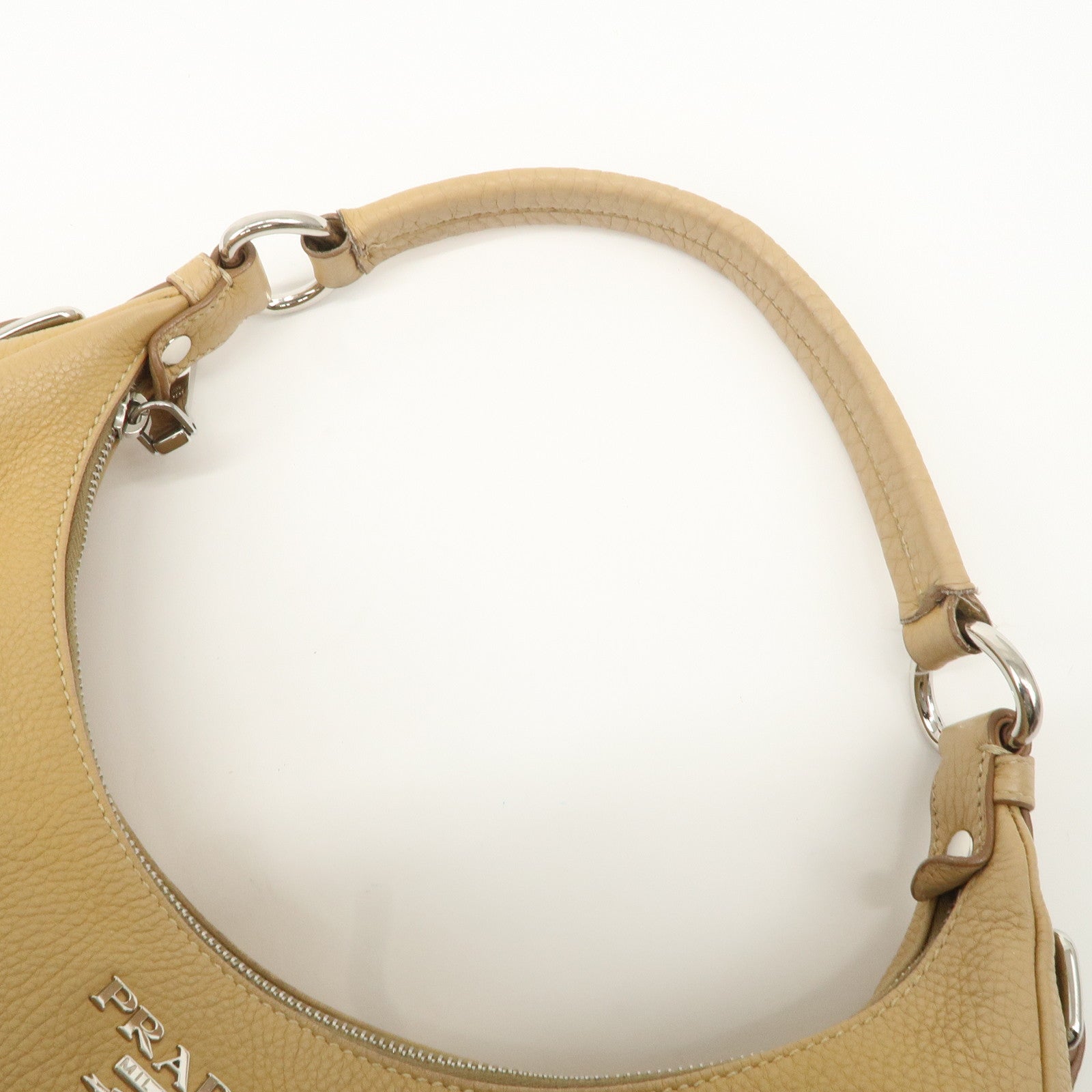 PRADA Leather Shoulder Bag Beige BR4311