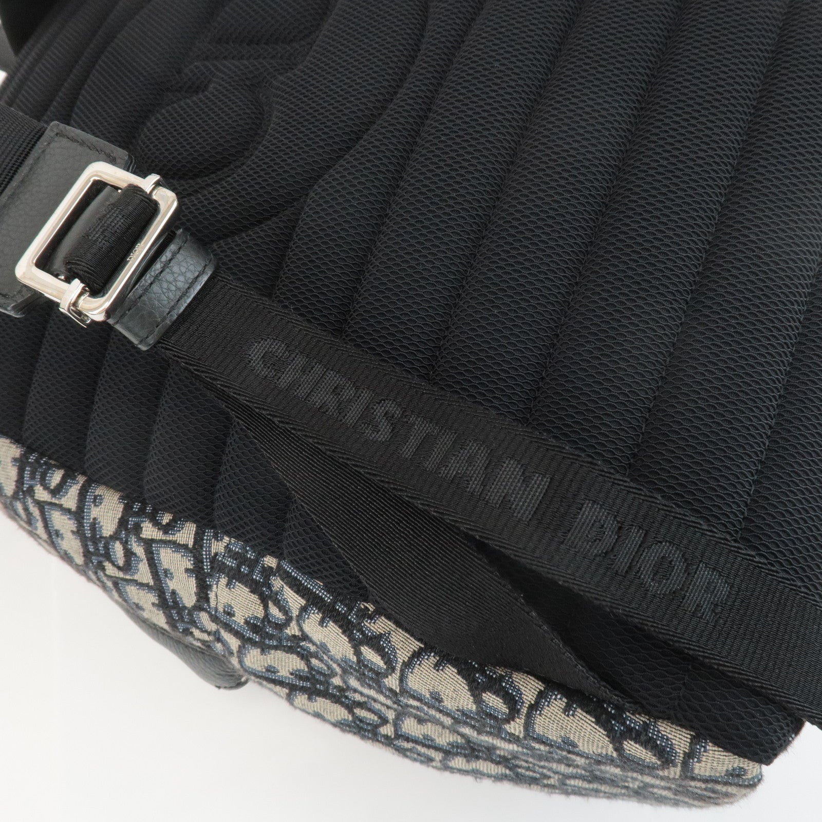 Christian Dior Oblique Jacquard Leather Rider Backpack Black Used