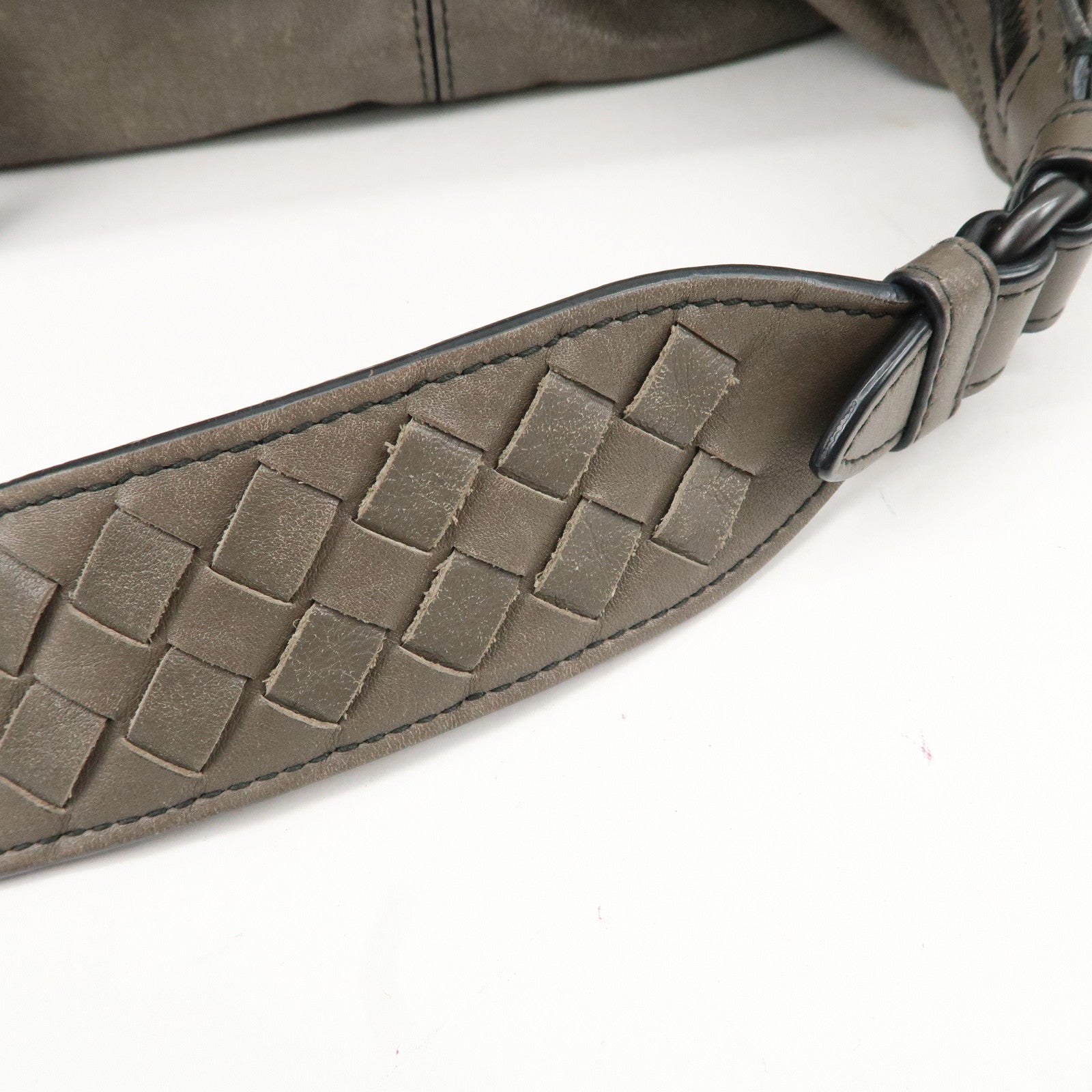 BOTTEGA VENETA Intrecciato Leather Shoulder Bag Greige