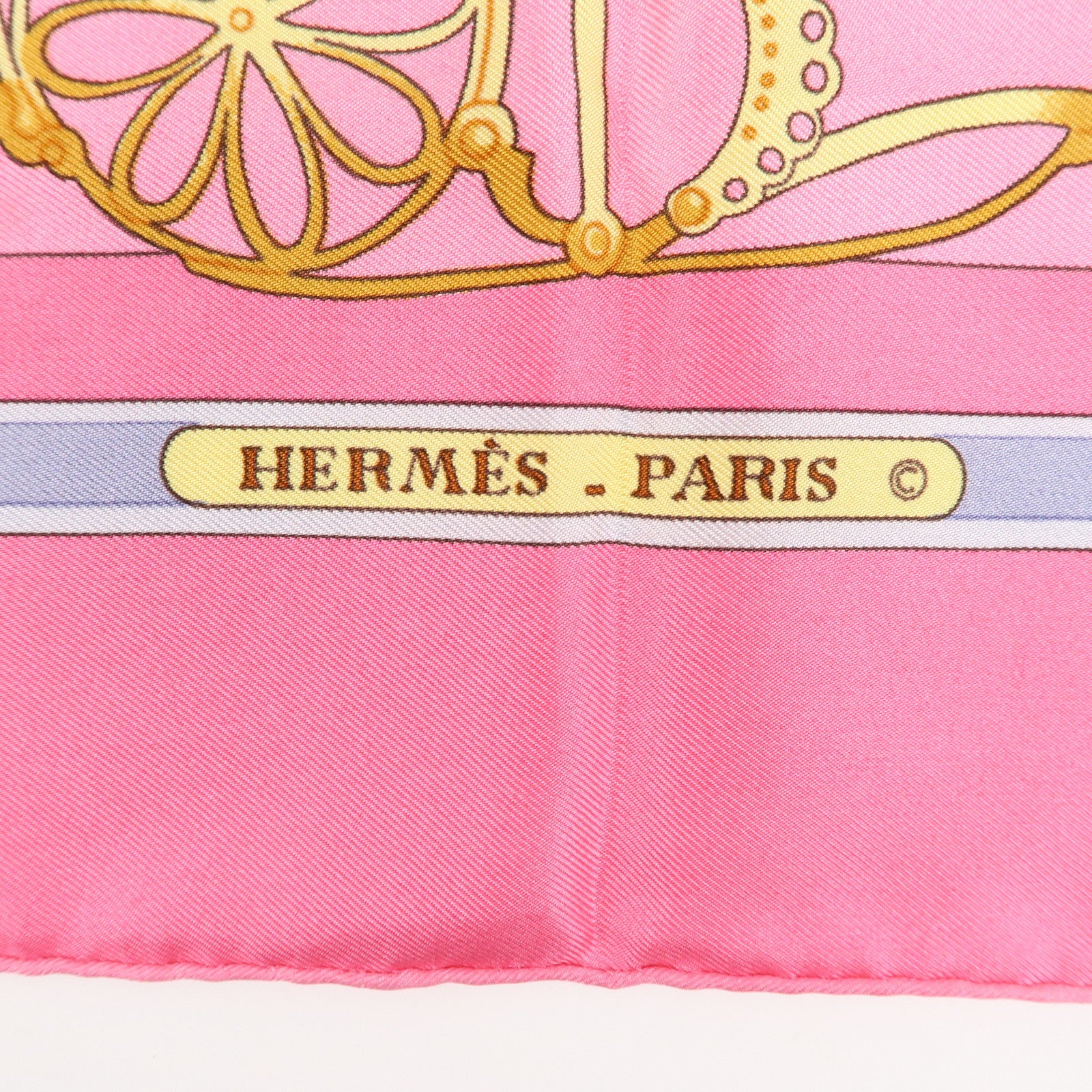 HERMES Silk 100% Scarf Carre90 LES MUSEROLLES Pink