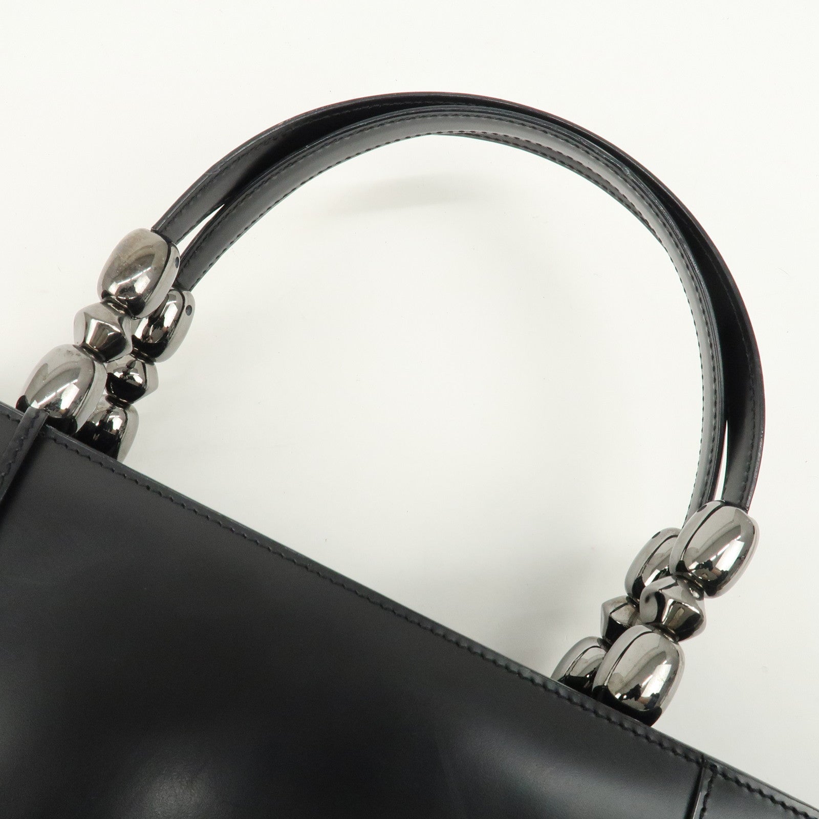 Christian Dior Maris Pearl Leather 2way Bag Hand Bag Black