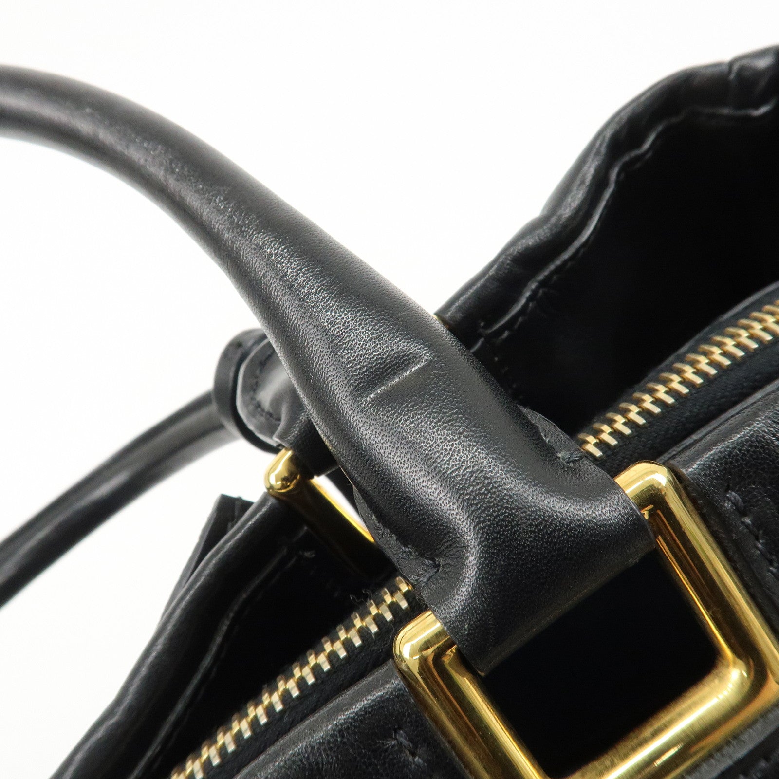 PRADA Leather Ribbon 2way Bag Hand Bag Black BN2244