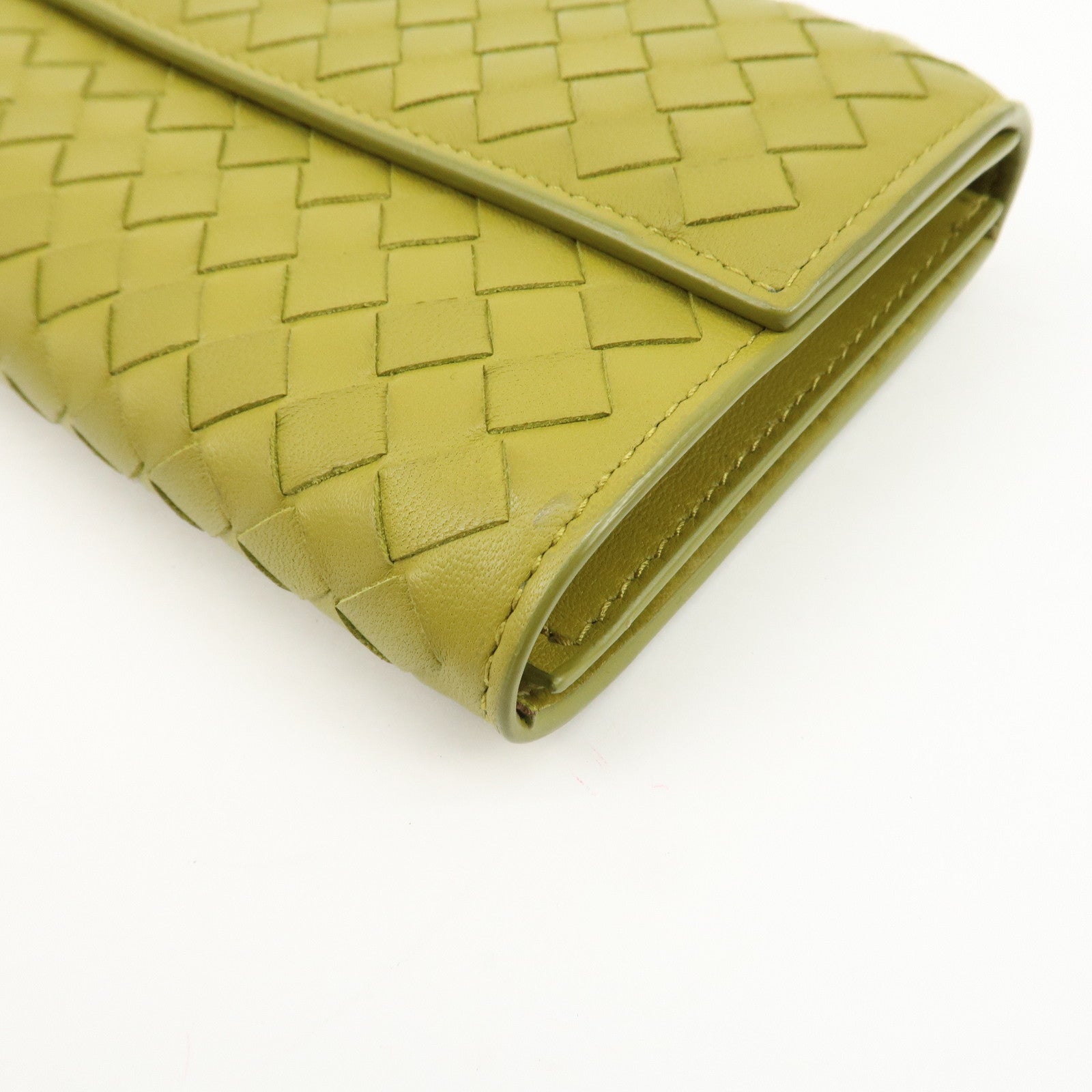 BOTTEGA VENETA Intrecciato Leather Bi-fold Long Wallet Yellow