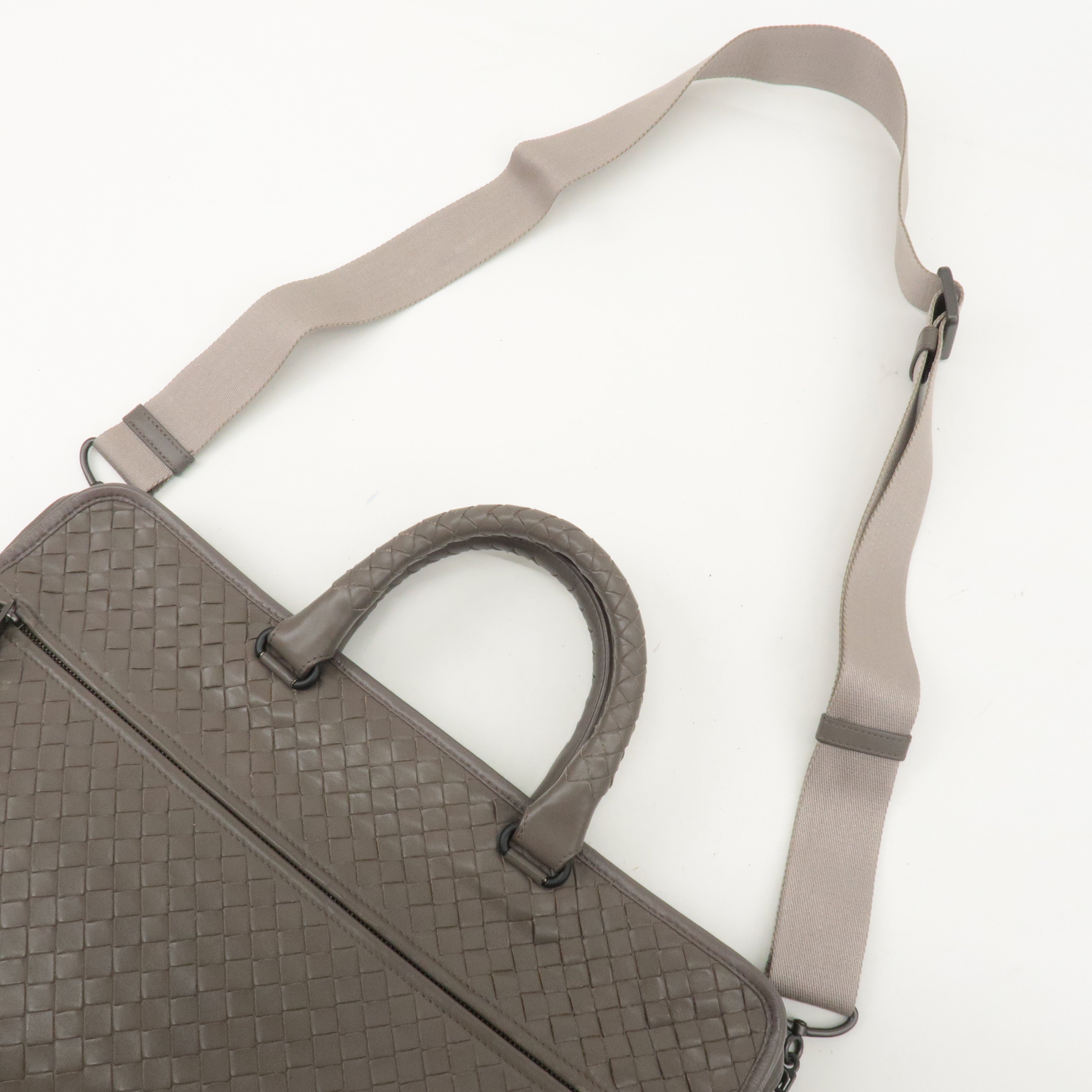 BOTTEGA VENETA Intrecciato Leather 2Way Business Bag Gray 387307