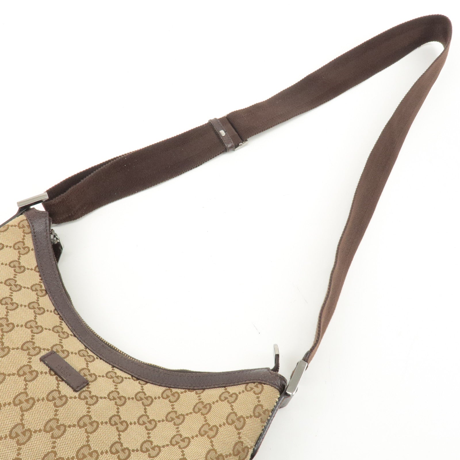 GUCCI Sherry GG Canvas Leather Shoulder Bag Beige Brown 181092