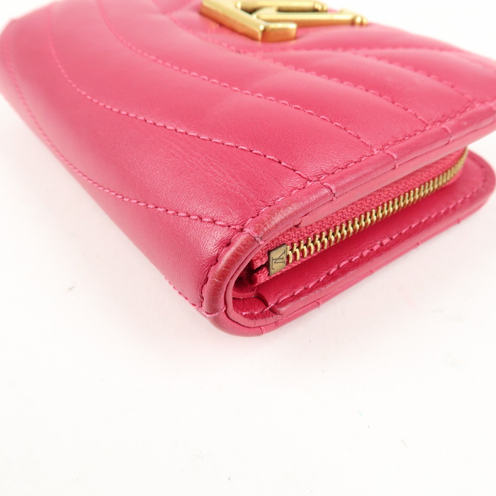 Louis Vuitton New Wave Leather Bi-Fold Compact Wallet Freesia Pink