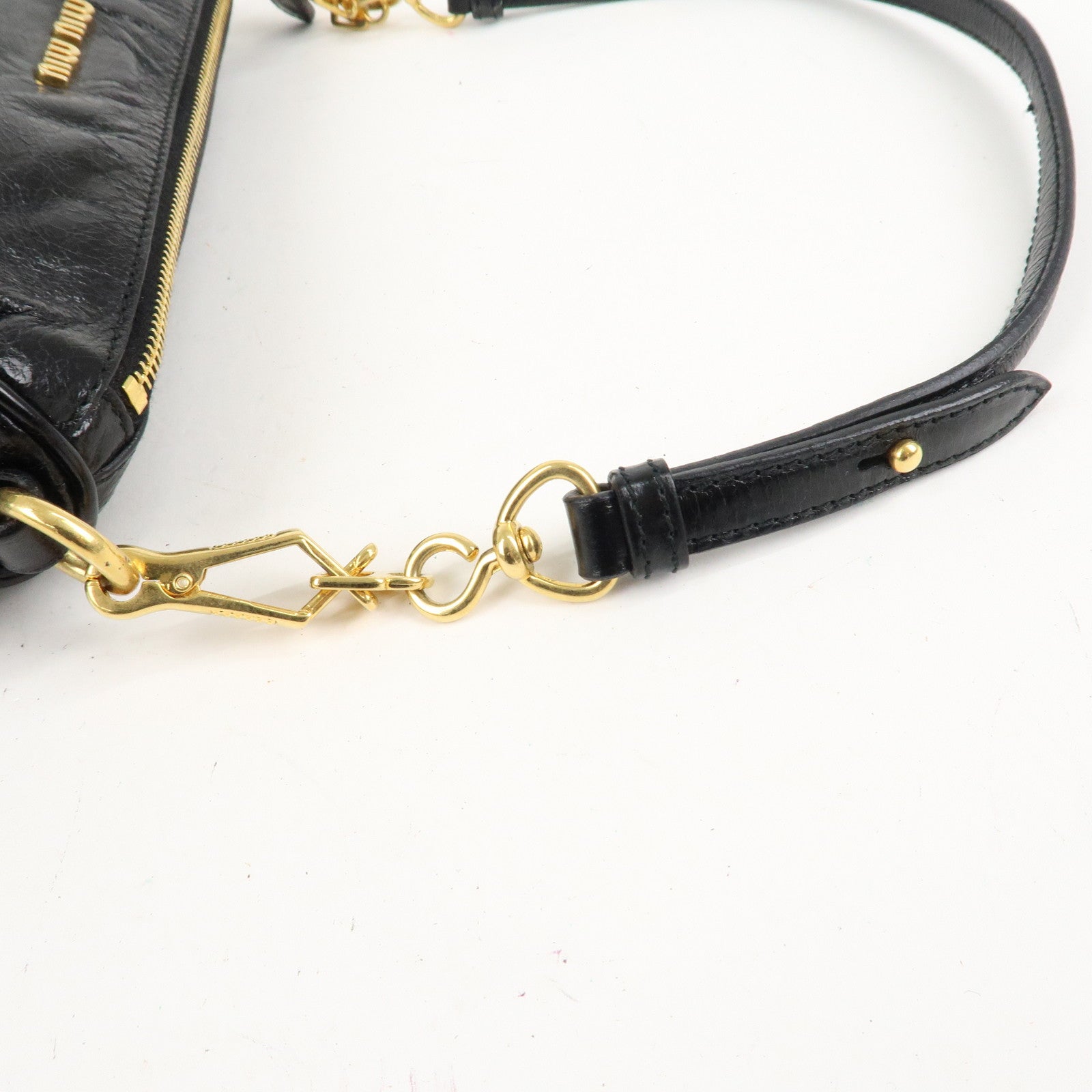 MIU MIU Leather Shoulder Bag Hand Bag Black