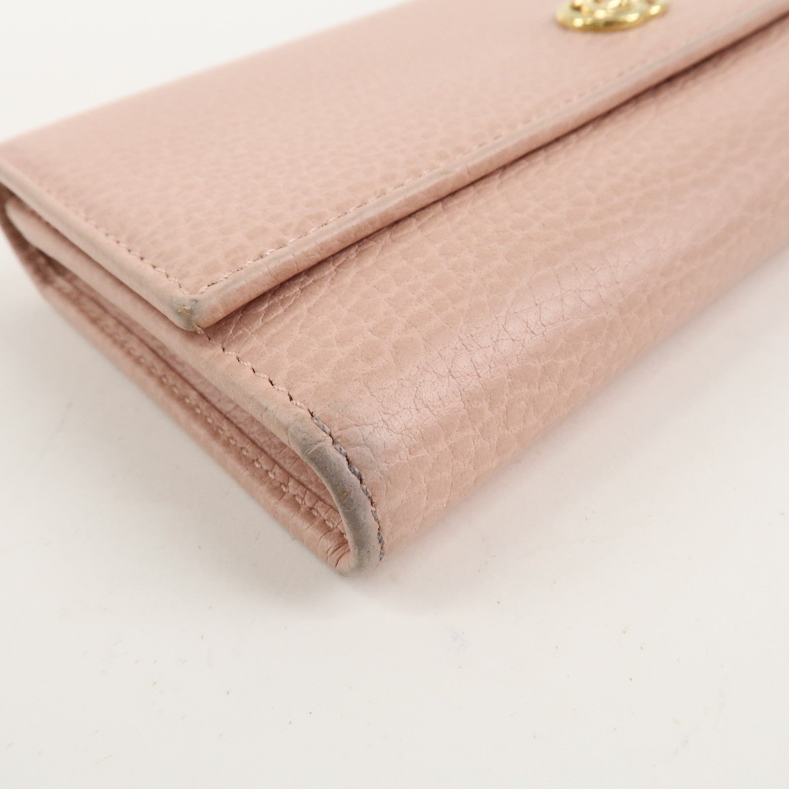 GUCCI Petit Marmont Leather Bi-fold Long Wallet Pink 456116