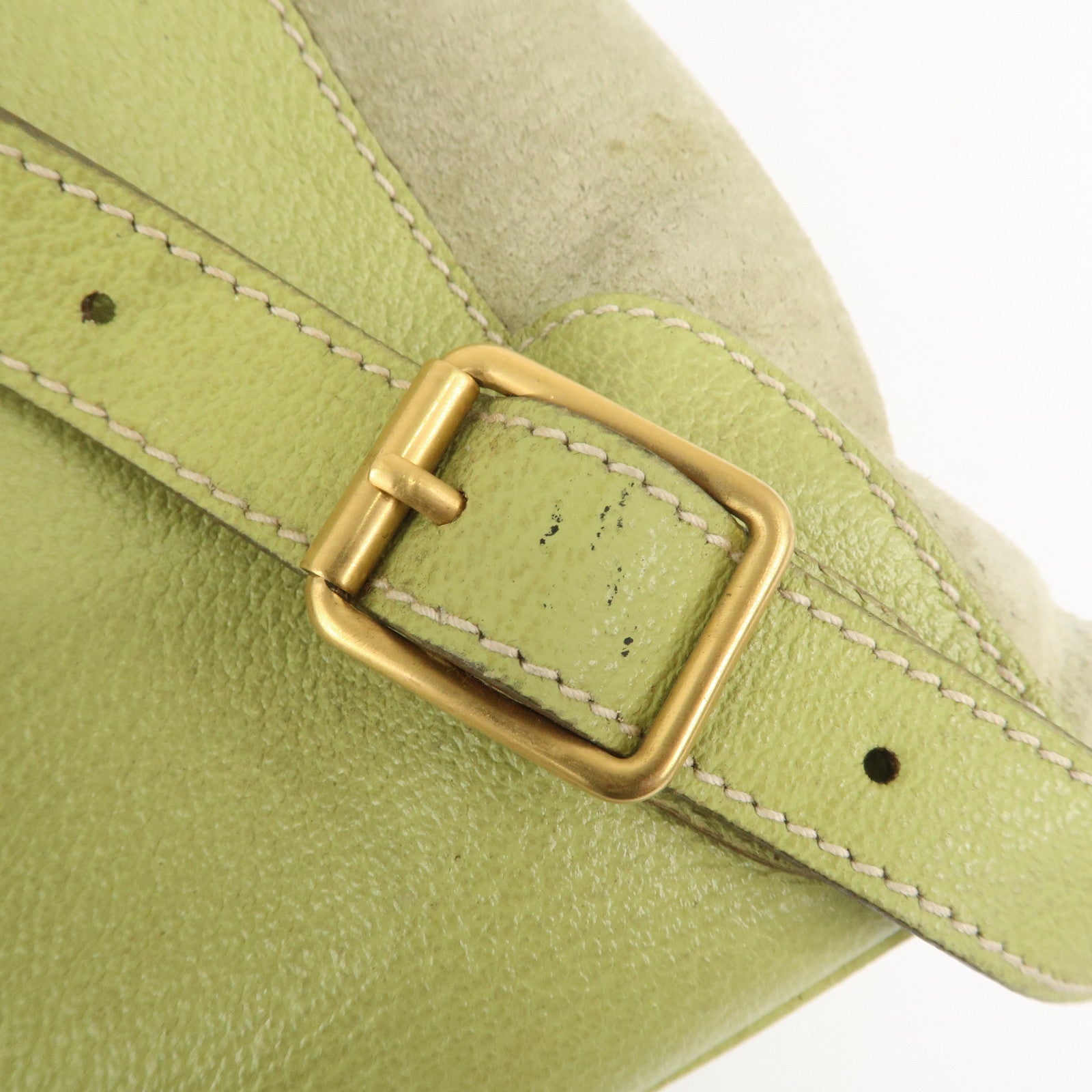 GUCCI Bamboo Suede Leather Backpack Light Green 003.1956.0030