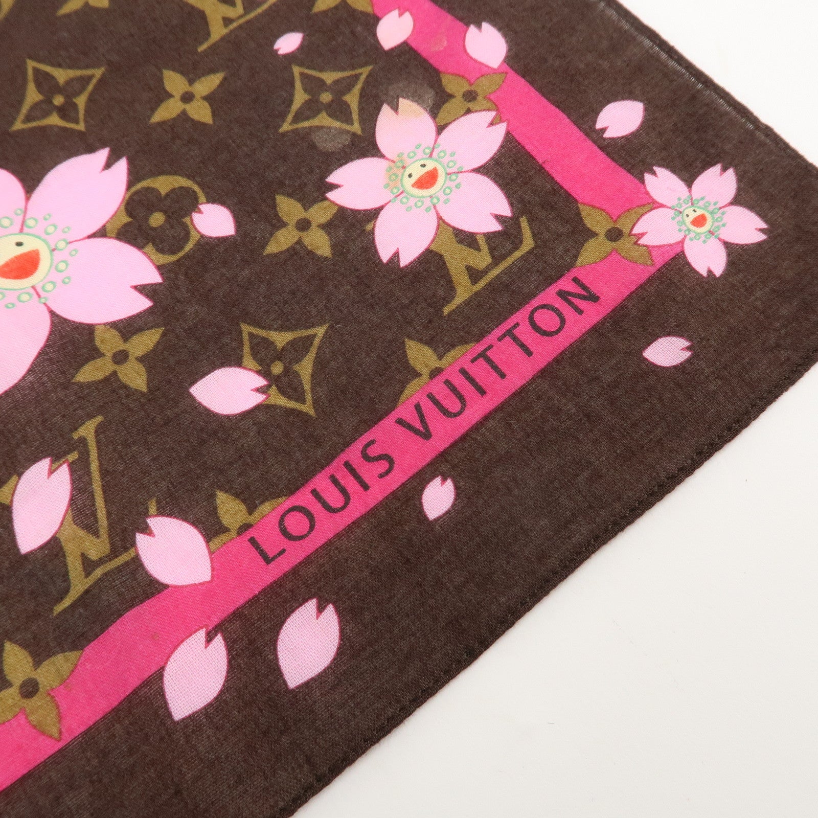 Louis Vuitton Monogram Cherry Blossom 100% Cotton Scarf M71920 Used