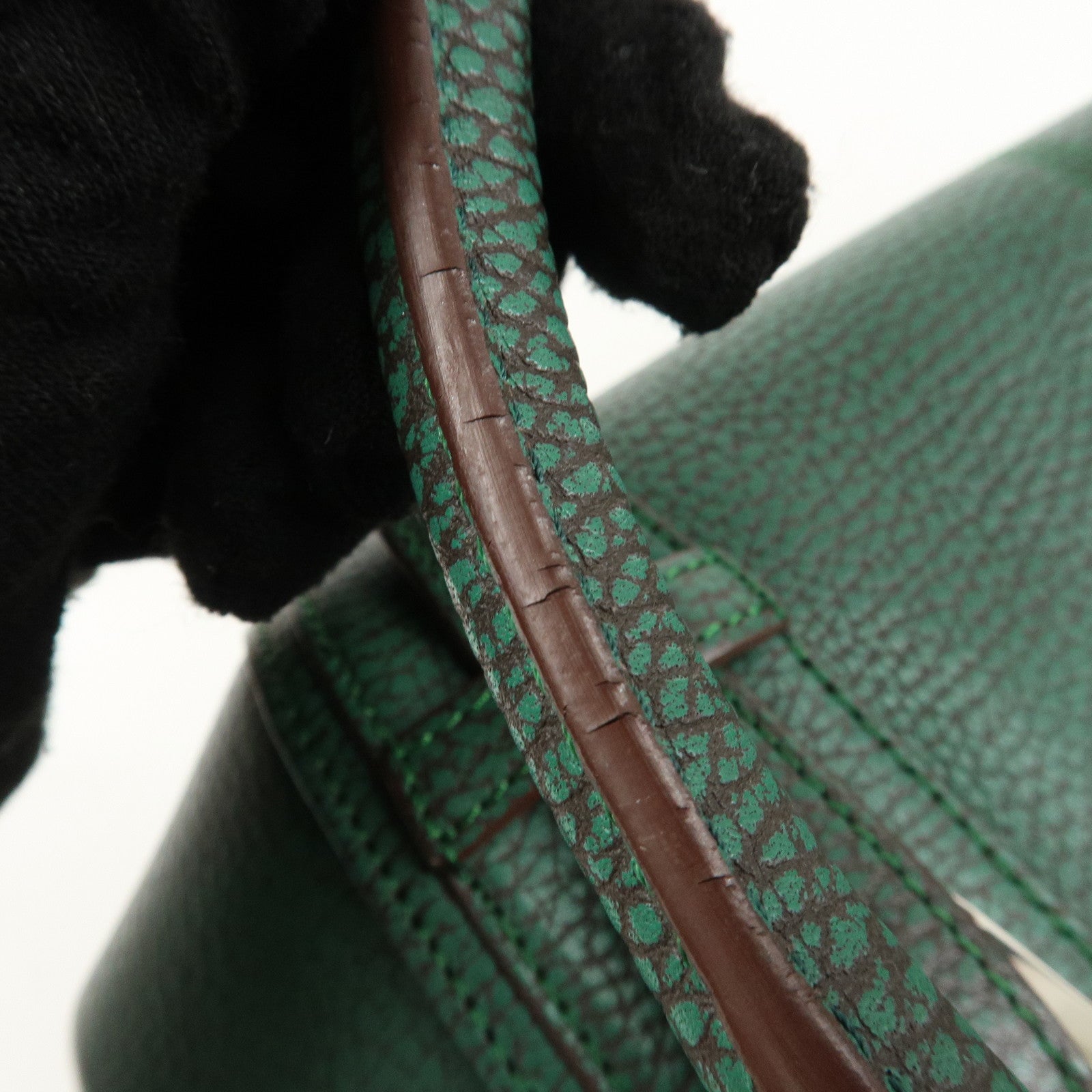 LOEWE Senda Leather Shoulder Bag Hand Bag Green