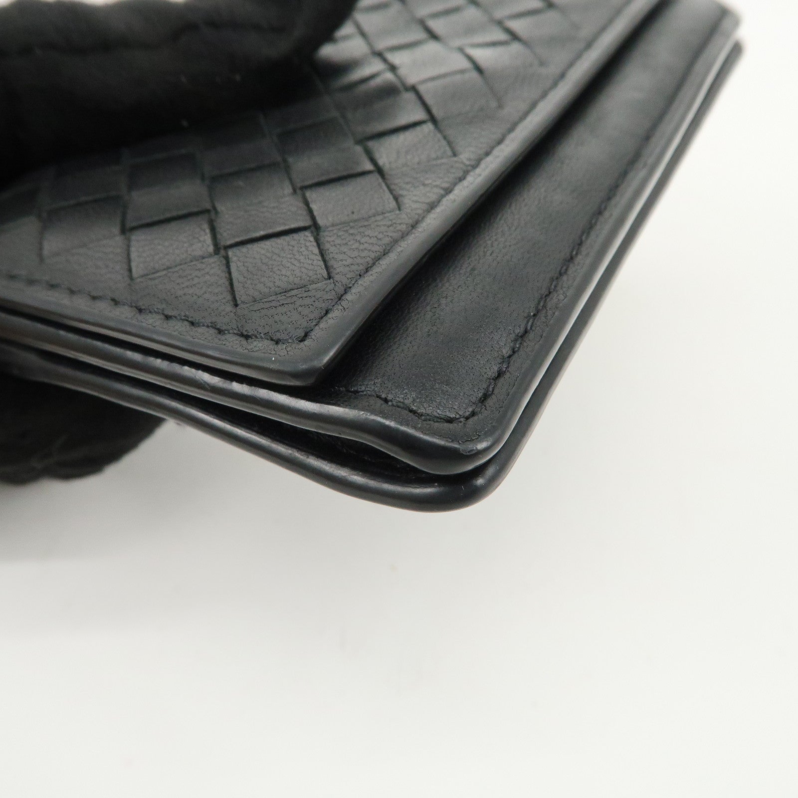 BOTTEGA VENETA Intrecciato Leather Card Case ID Case Black