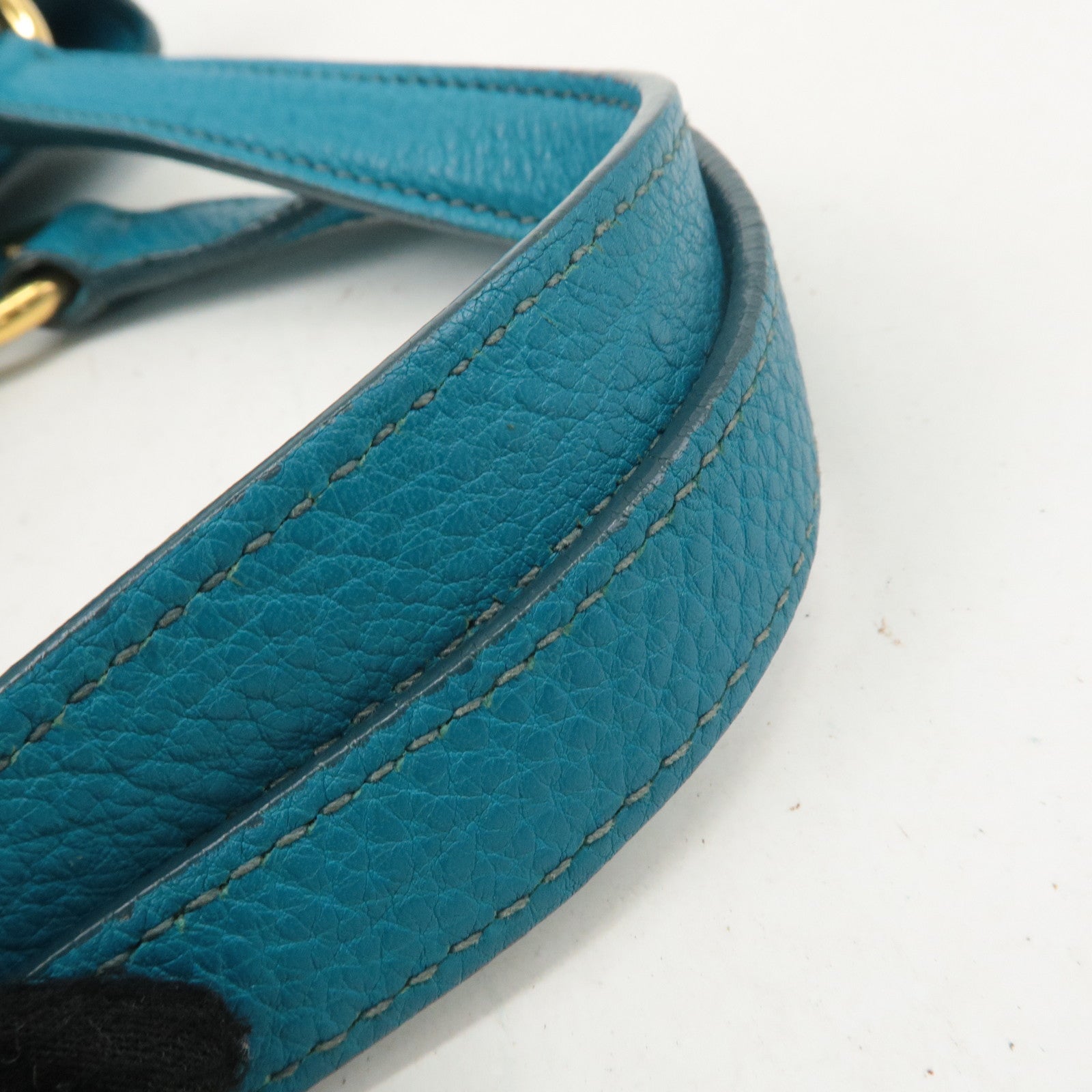 MIU MIU Leather 2Way Bag Hand Bag Shoulder Bag Turquoise Blue