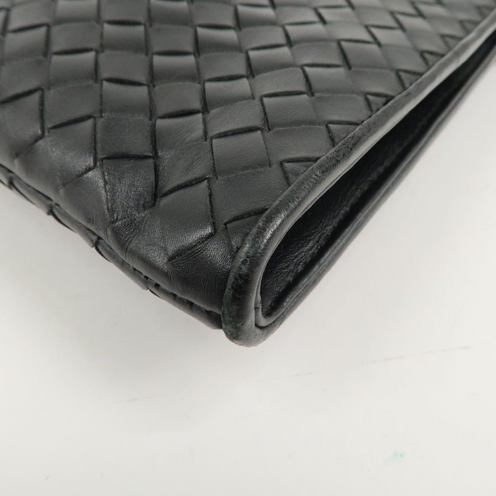 BOTTEGA VENETA Intrecciato Leather Clutch Bag Black