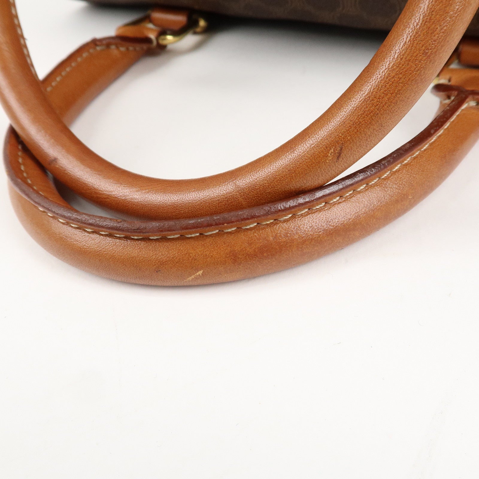 CELINE Macadam PVC Leather Boston Bag Hand Bag Brown