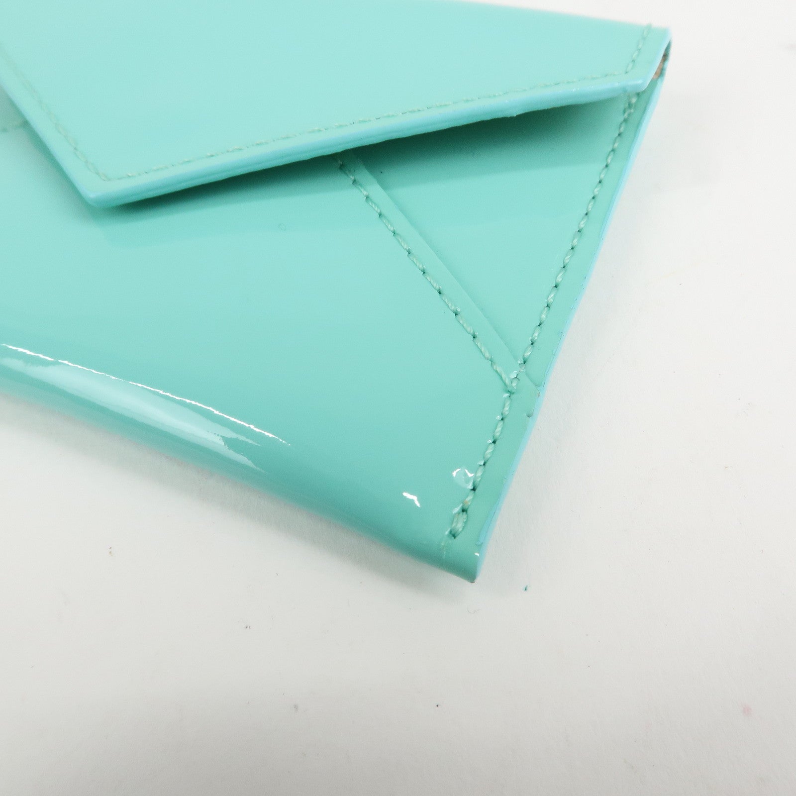 Tiffany&Co. Patent Leather Card Case Card Holder Blue Used