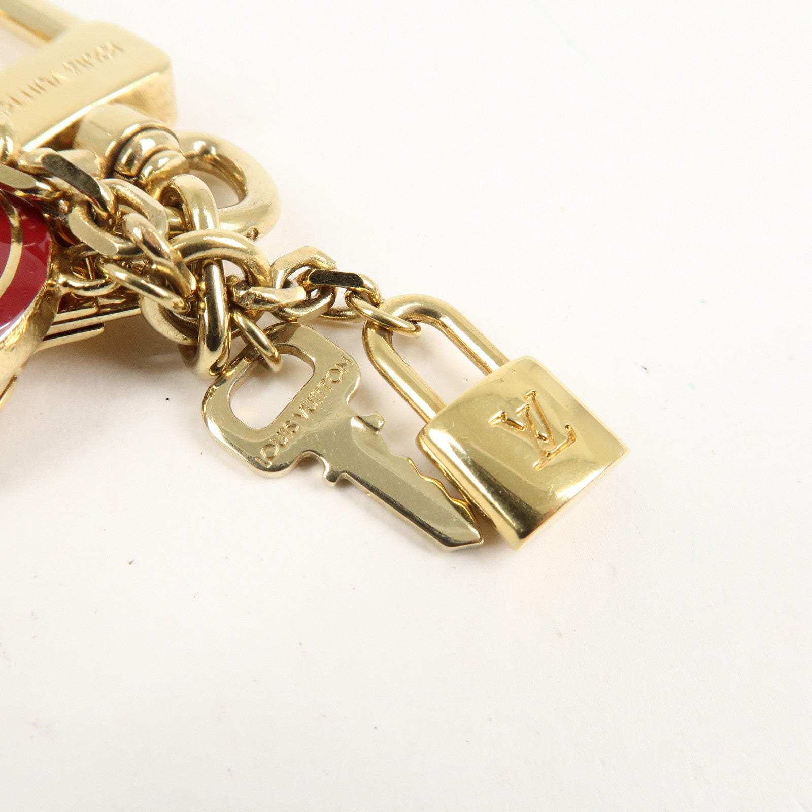 Louis Vuitton Porte Cles Panpelle Bag Charm Gold Red M91928 Used