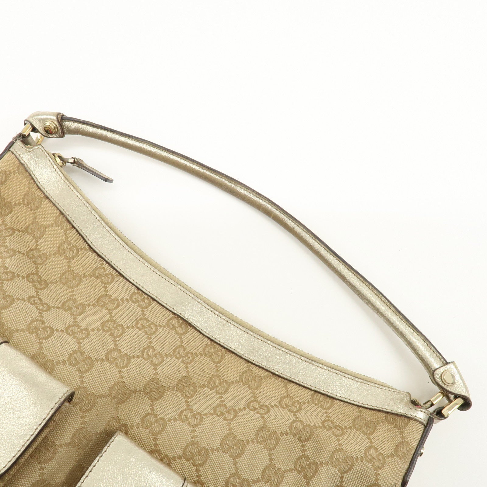 GUCCI GG Canvas Leather Shoulder Bag 153025