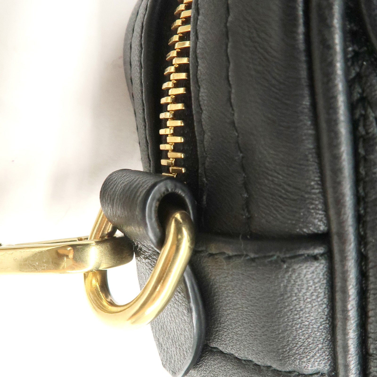 MIU MIU Matelasse Leather Chain Shoulder Bag Crossbody Bag Black