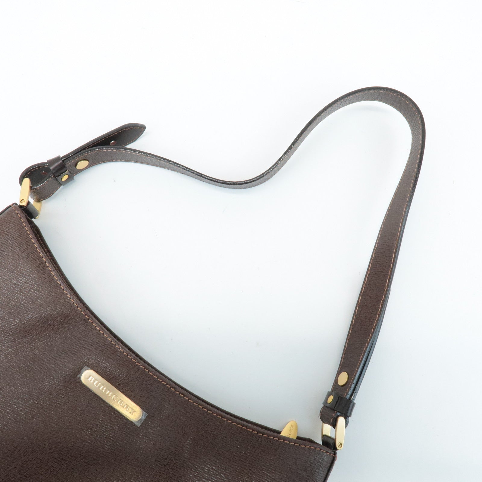 BURBERRY Leather Shoulder Bag Hand Bag Brown