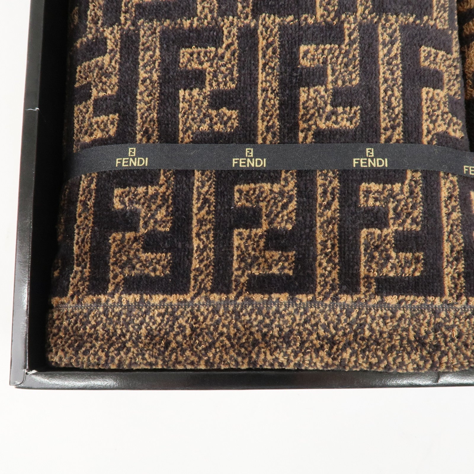 FENDI Zucca Set of 3 Cotton 100% Towel Black Brown