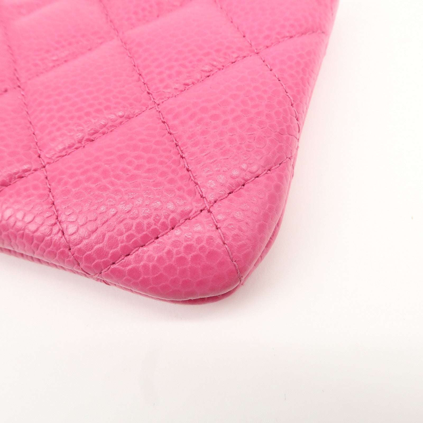 CHANEL Matelasse Caviar Skin Mini Pouch Pink A69523 Used