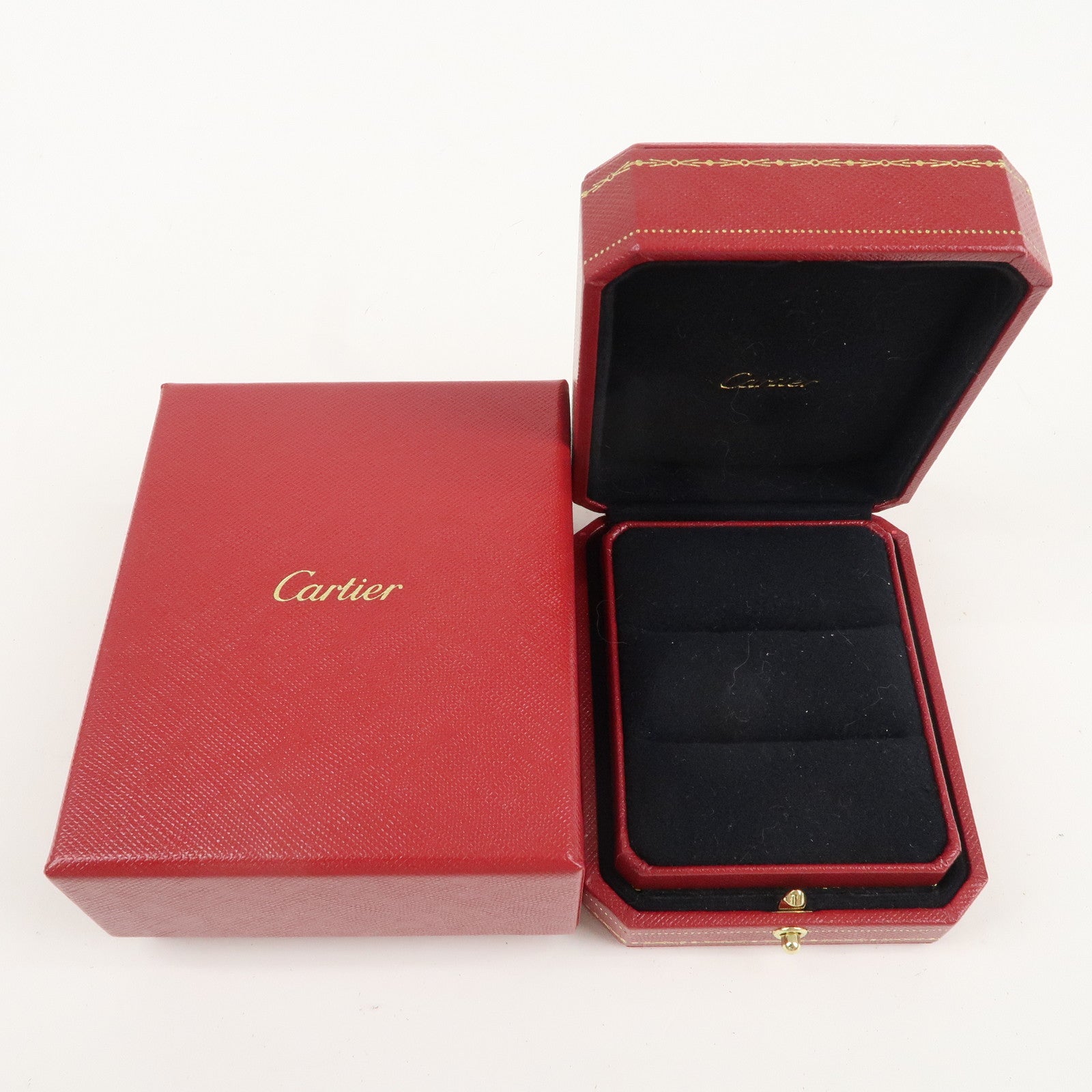 Cartier Set of 2 Pair Ring Box Display Box Jewelry Box Red