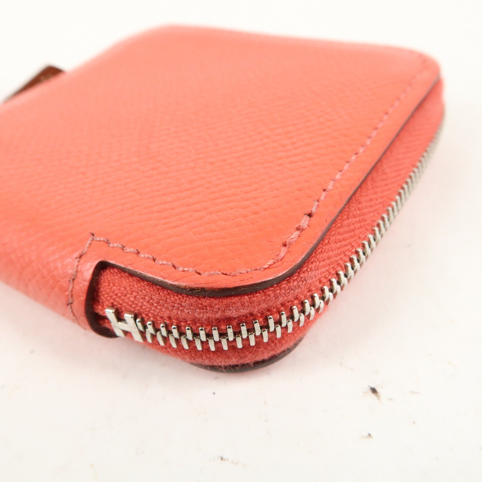 HERMES Leather Azap Silkin Coin Case X Engraved Red