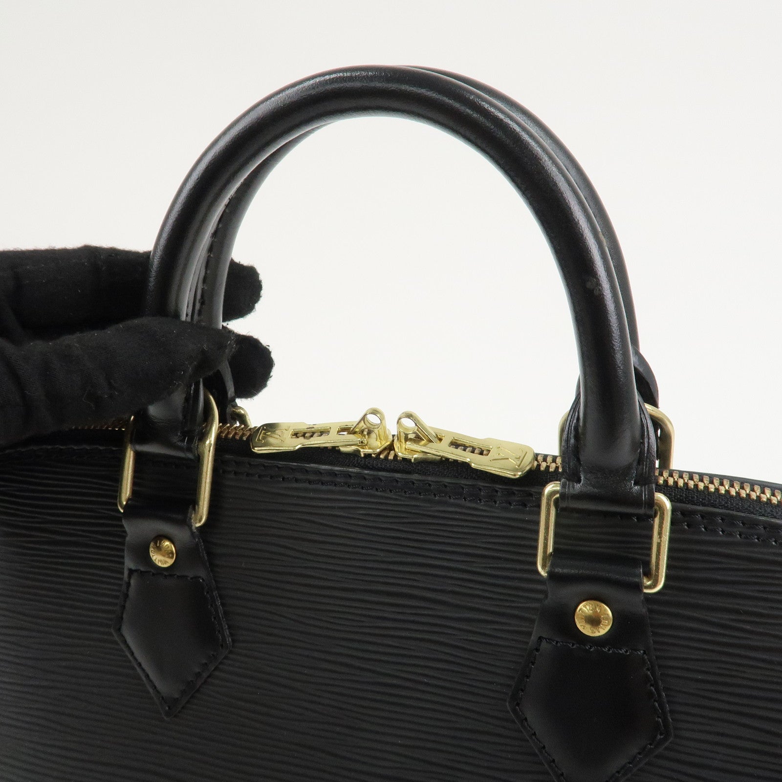 Louis Vuitton Epi Alma Hand Bag Noir Black Gold HDW M52142 Used