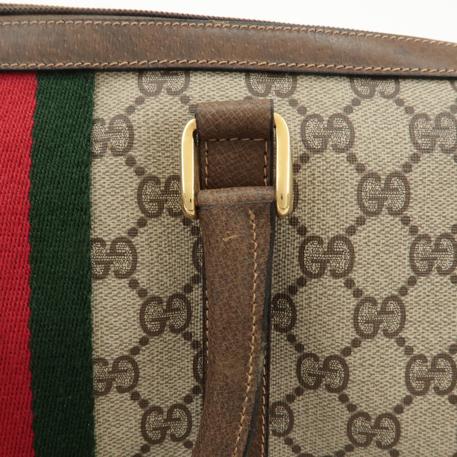 GUCCI Old Gucci Sherry GG Plus Leather Boston Bag 58.02.007 Used