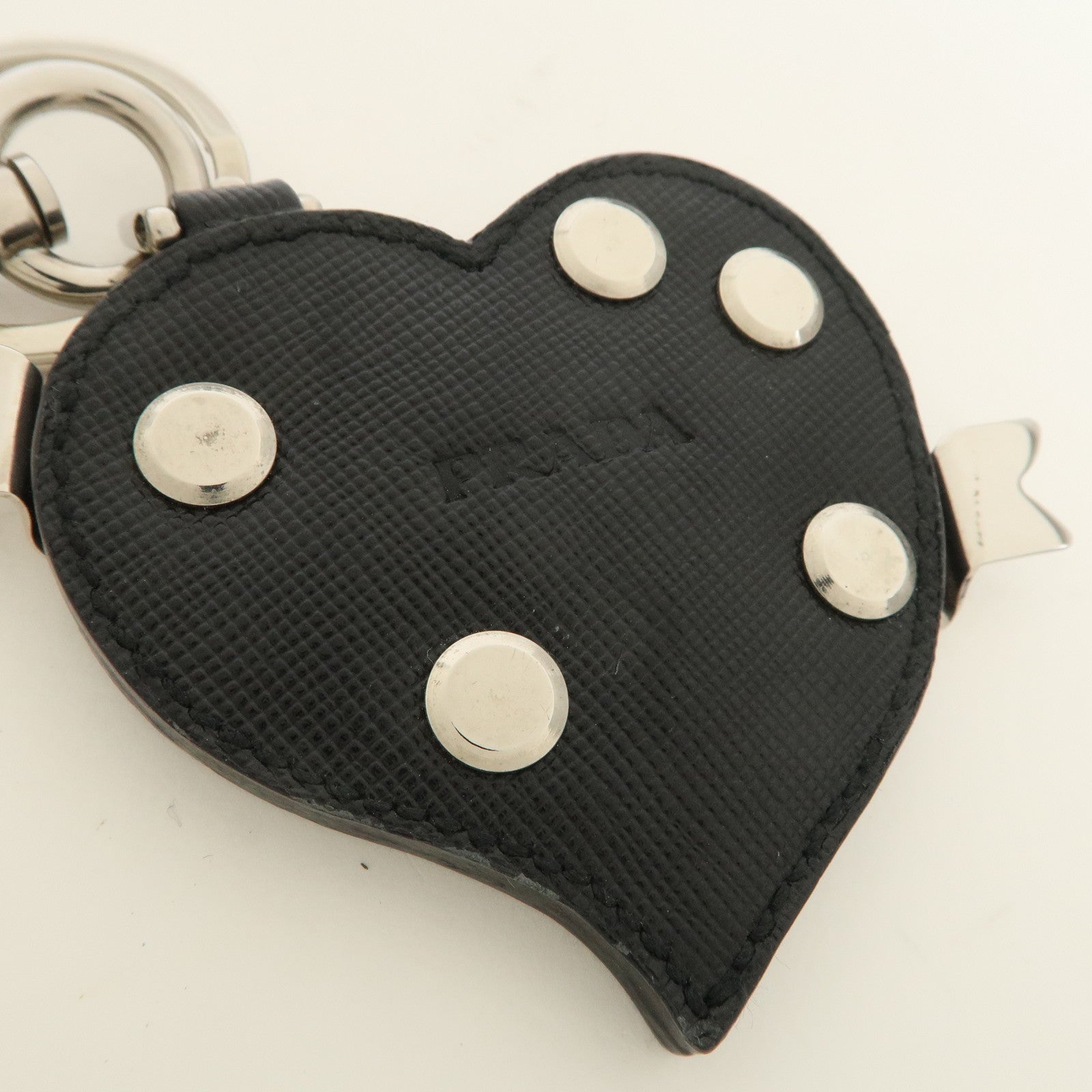 PRADA Set of 2 Metal Leather Key Chain Key Charm 1PP047 2AR237