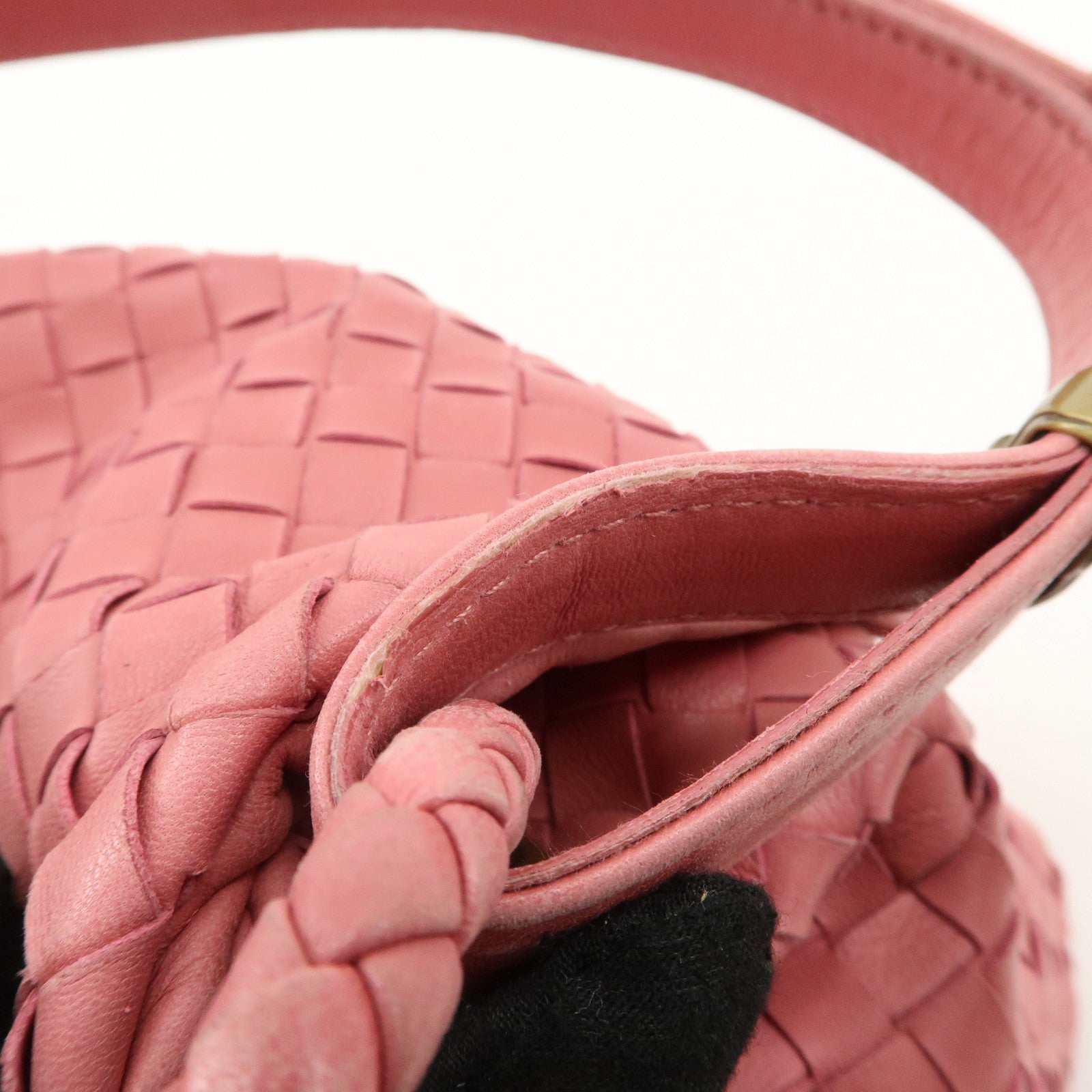 BOTTEGA VENETA Intrecciato Leather Shoulder Bag Pink 162117