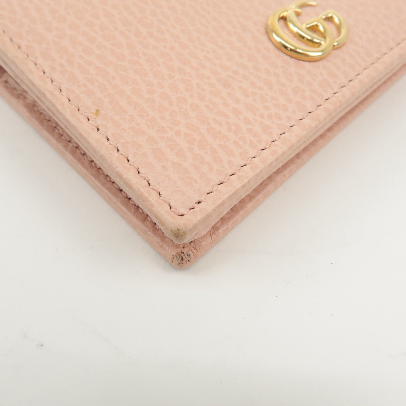 GUCCI Marmont Leather Bi-fold Wallet Card Coin Case Pink 456126