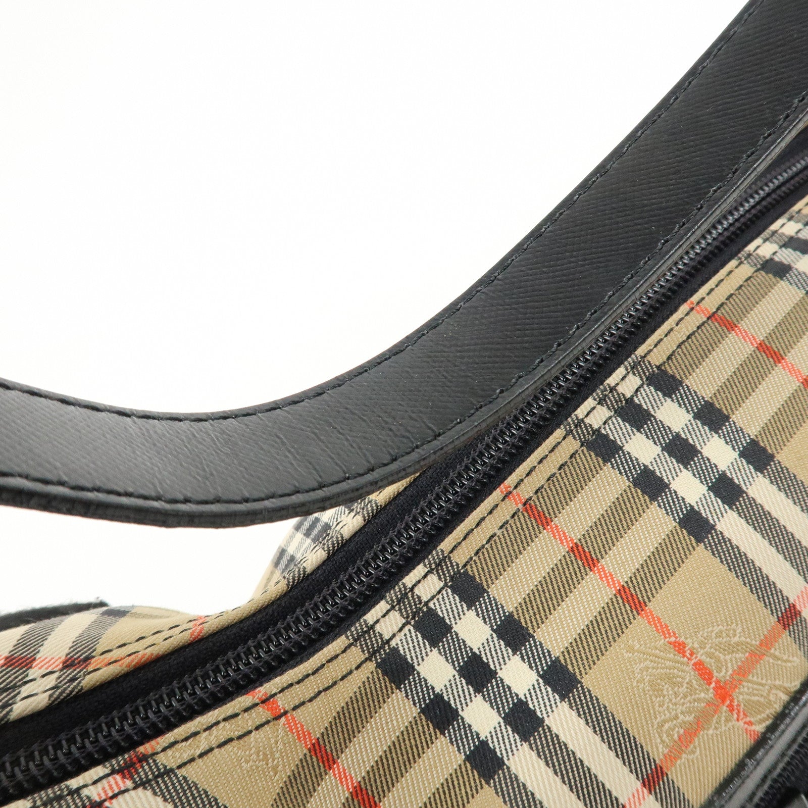 BURBERRY Burberrys Nova Plaid Canvas Leather Shoulder Bag