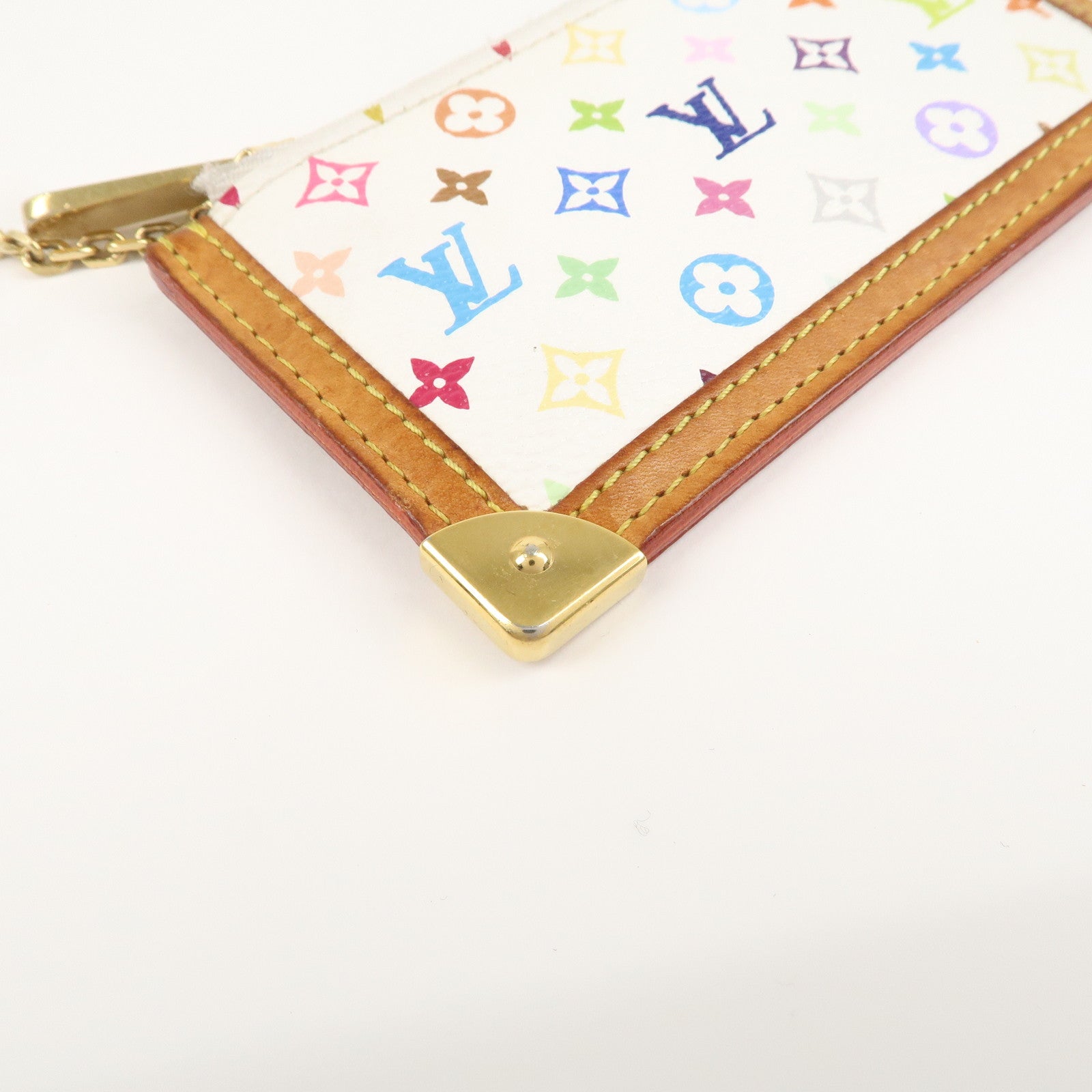 Louis Vuitton Monogram Multi Color Pochette Cles Blanc M92655