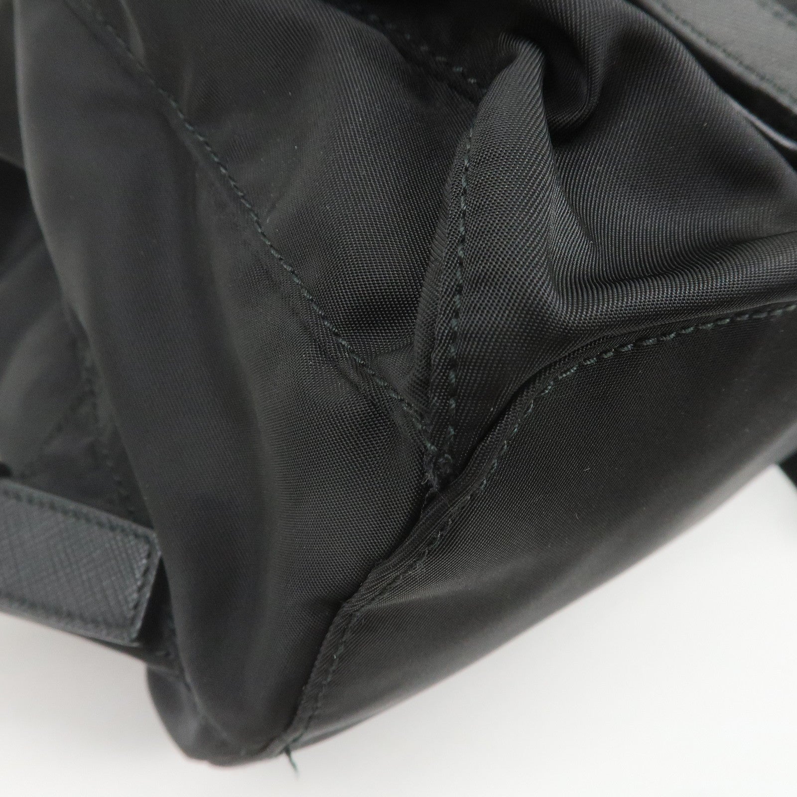 PRADA Logo Nylon Leather Back Pack Ruck Sack NERO Black 1BZ811