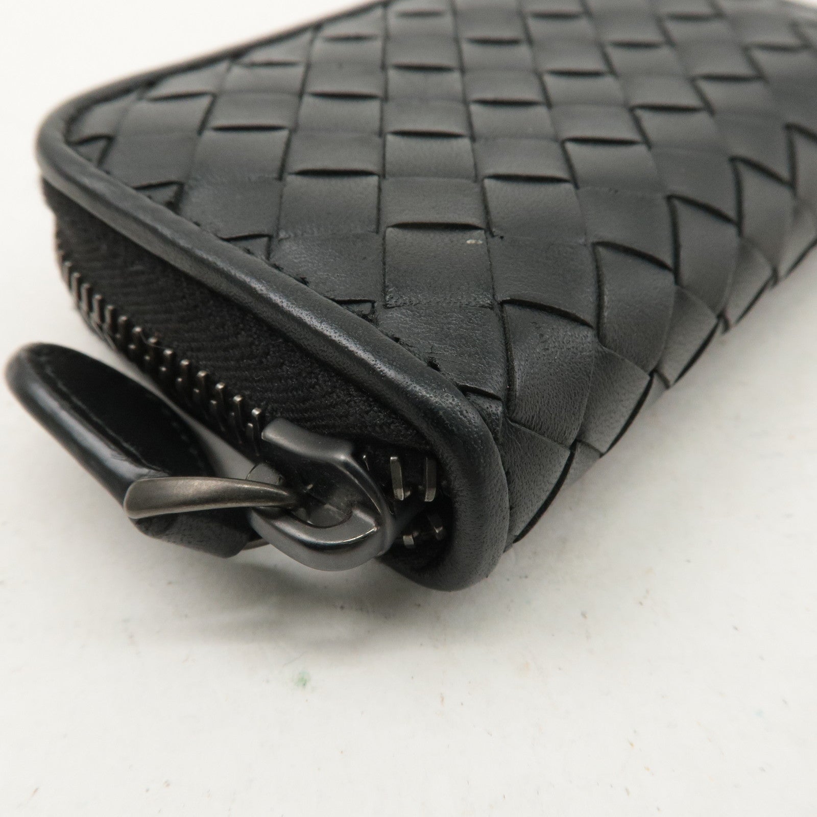 BOTTEGA VENETA Intrecciato Leather Coin Case Black 114075