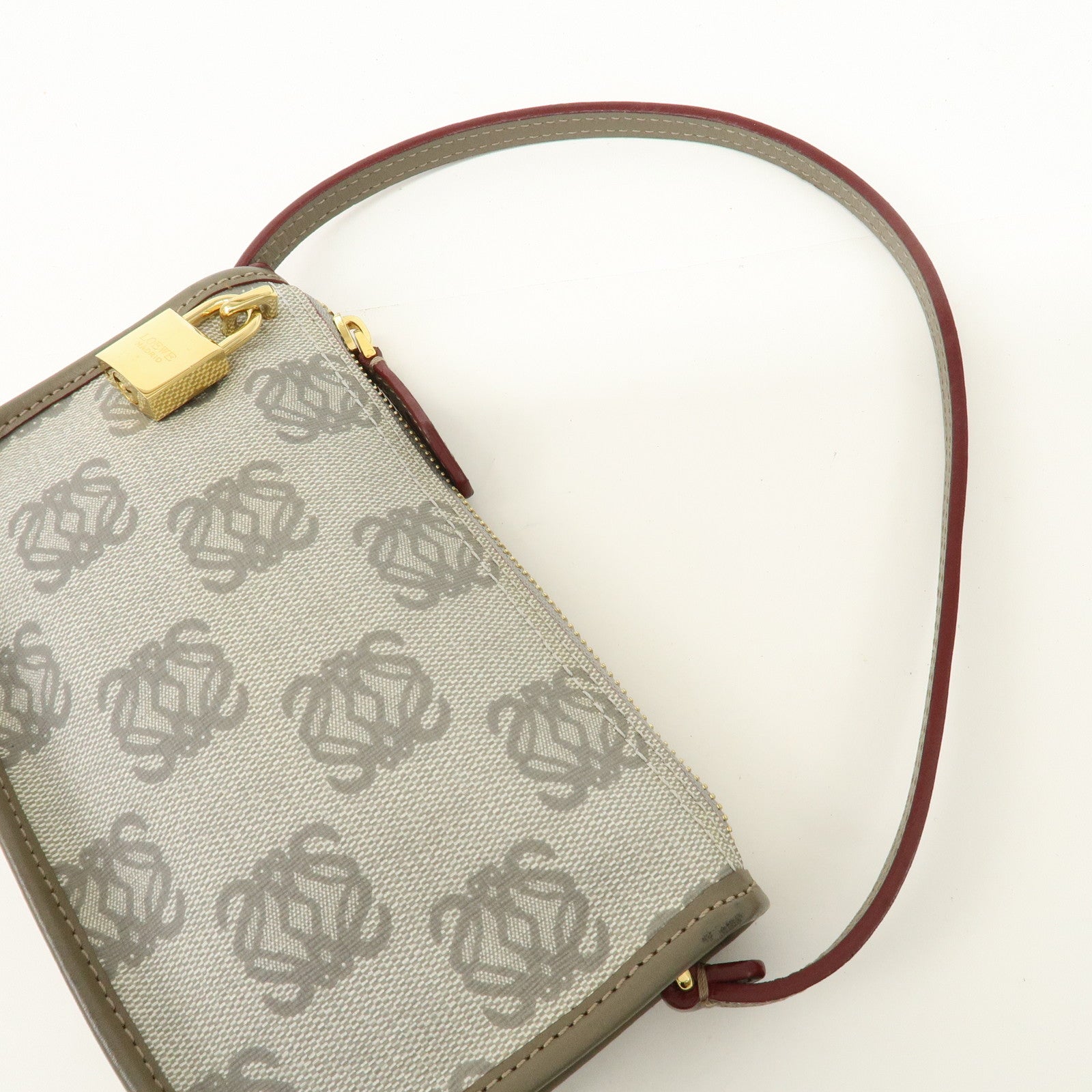 LOEWE Anaglam PVC Leather Accessory Pouch Hand Bag Gray