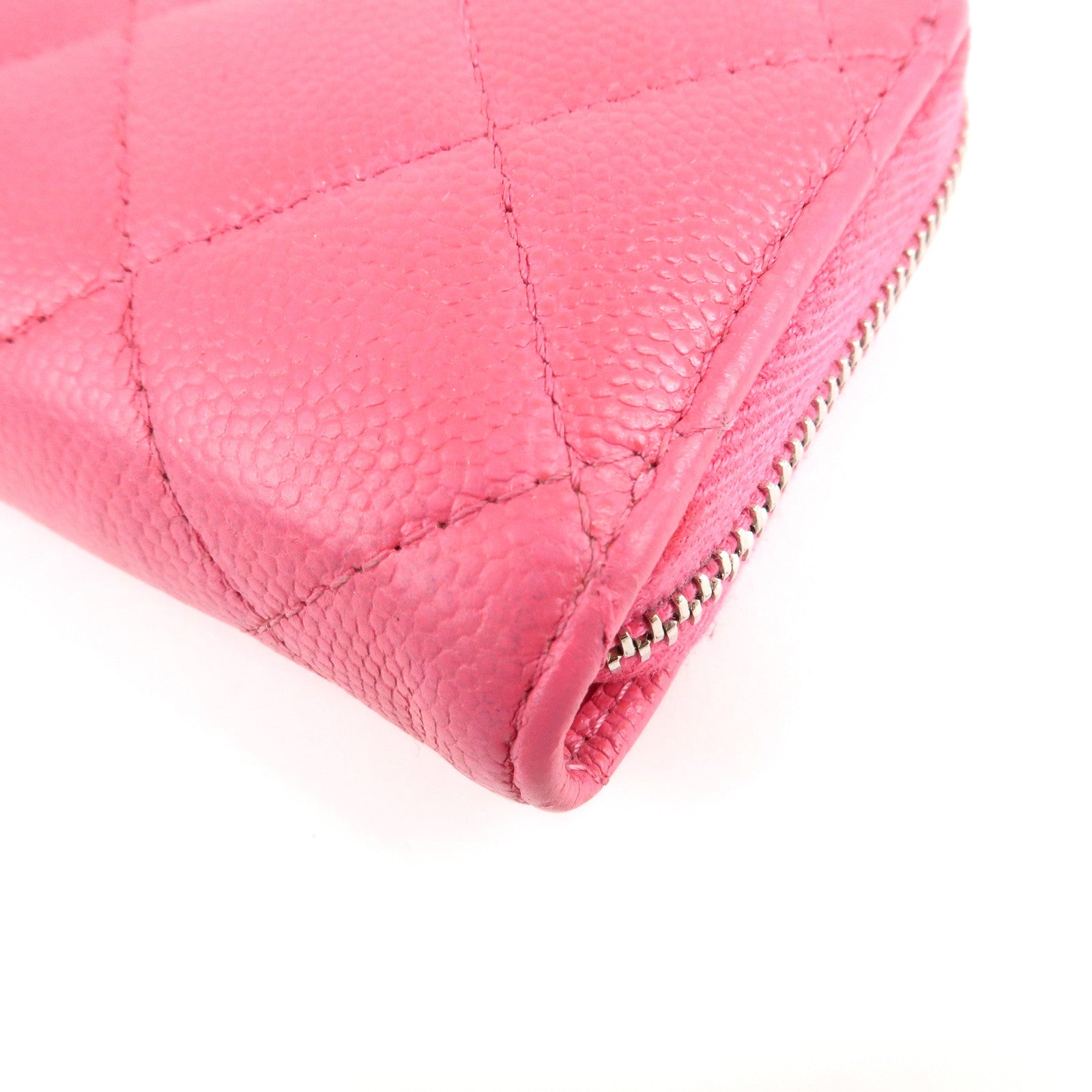 CHANEL Matelasse Caviar Skin Zippy Around Coin Purse Pink