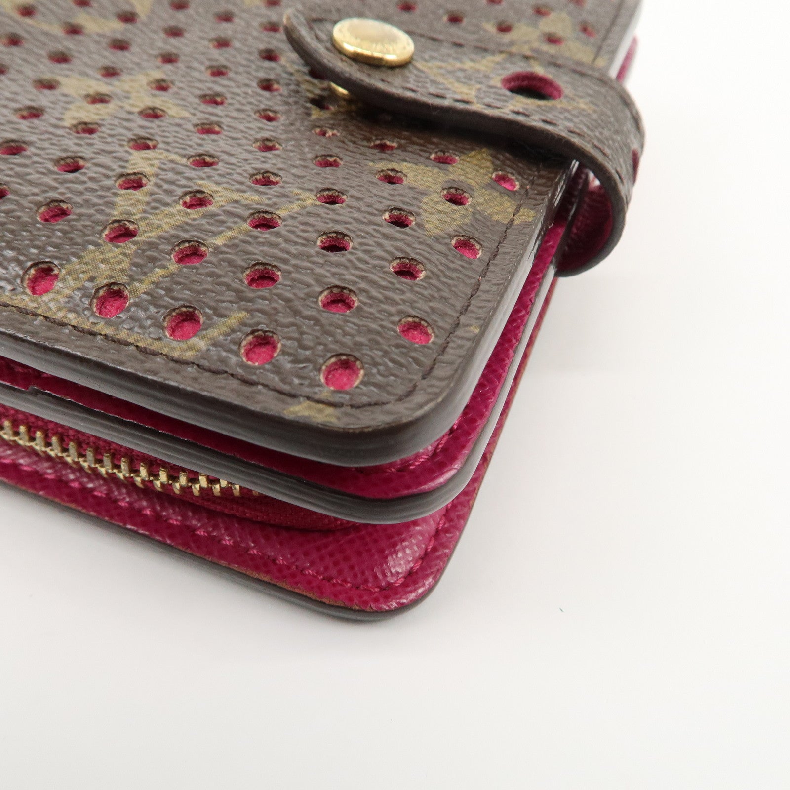 Louis Vuitton Monogram Perfor Compact Zip Wallet Fuchsia M95188 Used