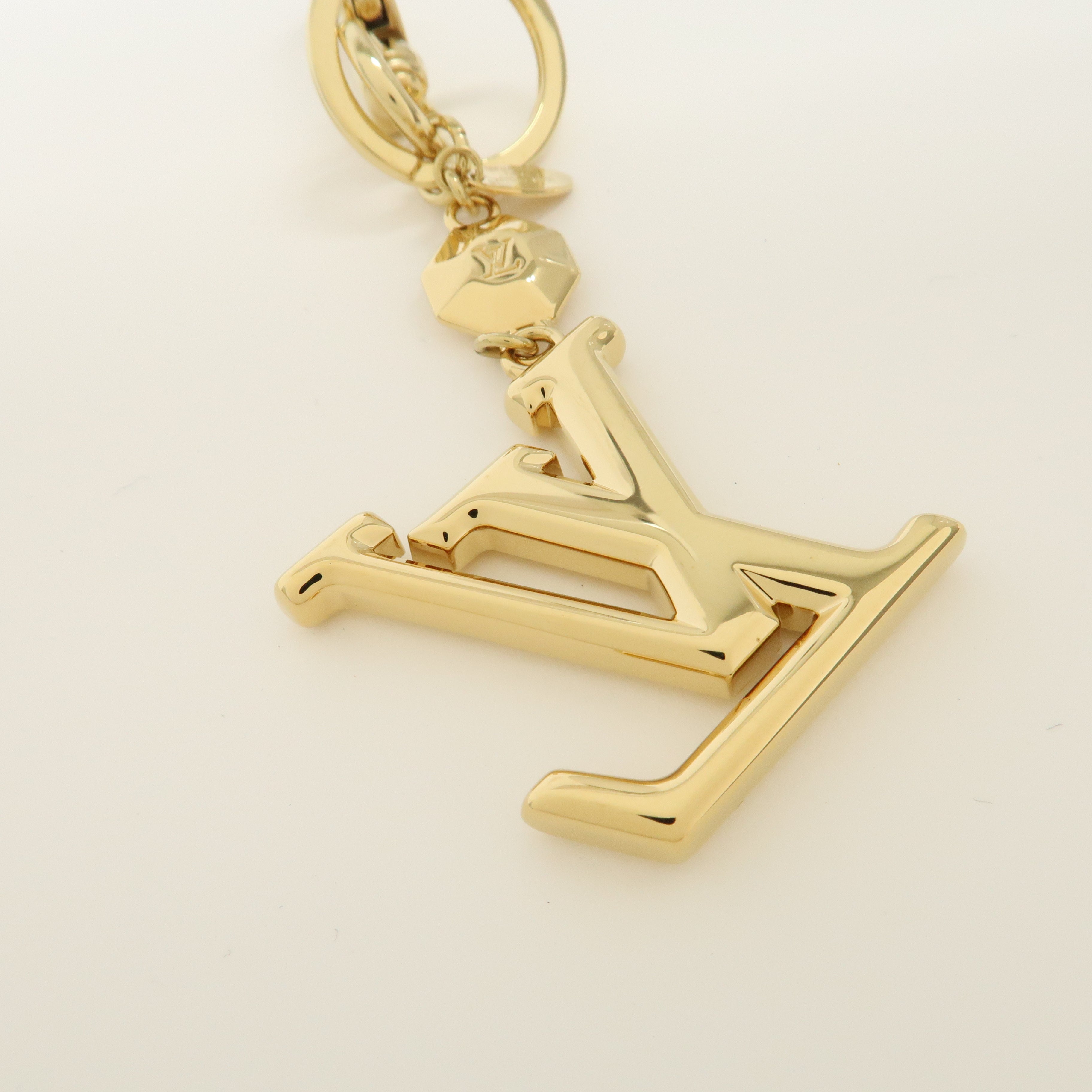 Louis Vuitton Key Holder LV Facettes Gold Bag Charm M65216 Used