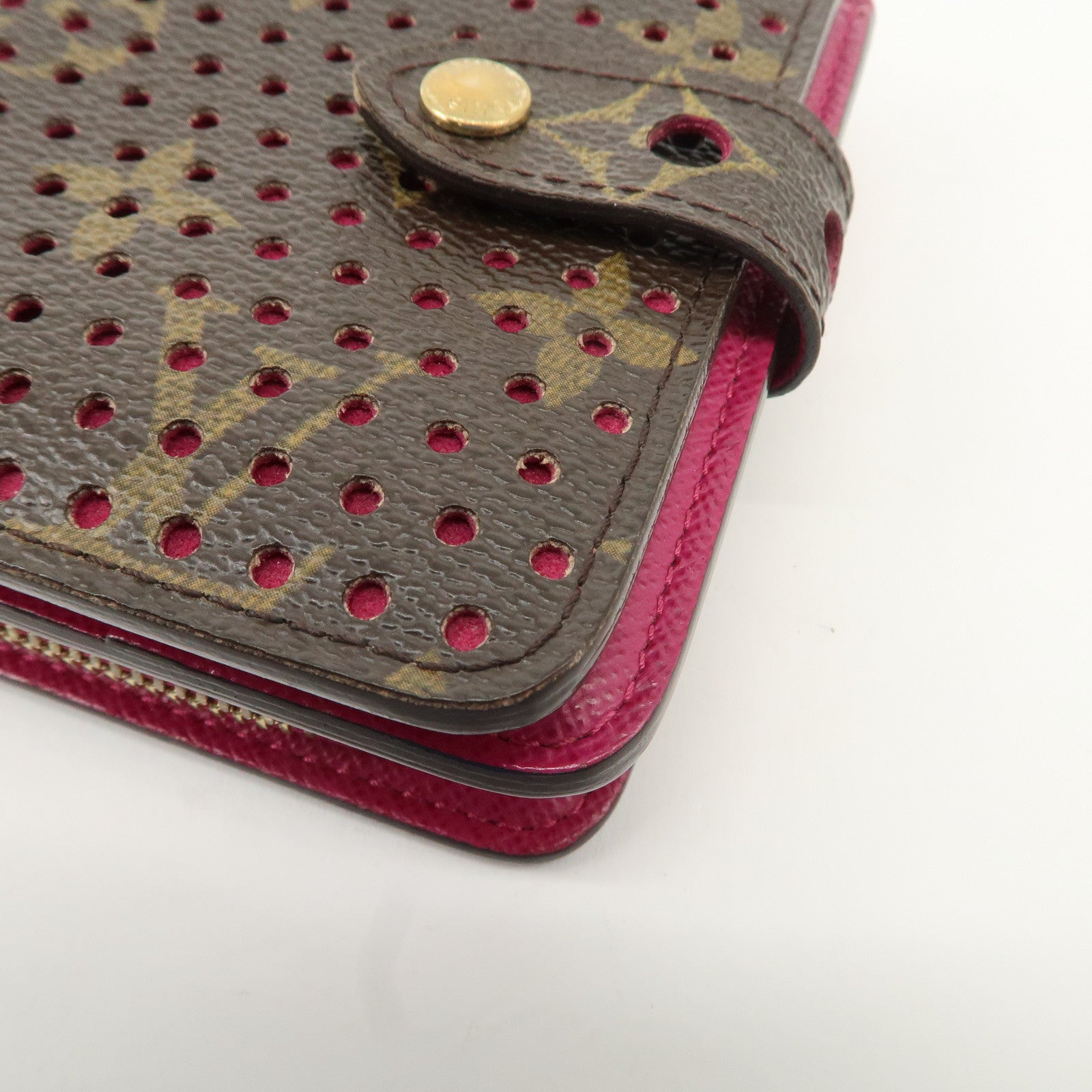 Louis Vuitton Monogram Perfor Compact Zip Wallet Fuchsia M95188