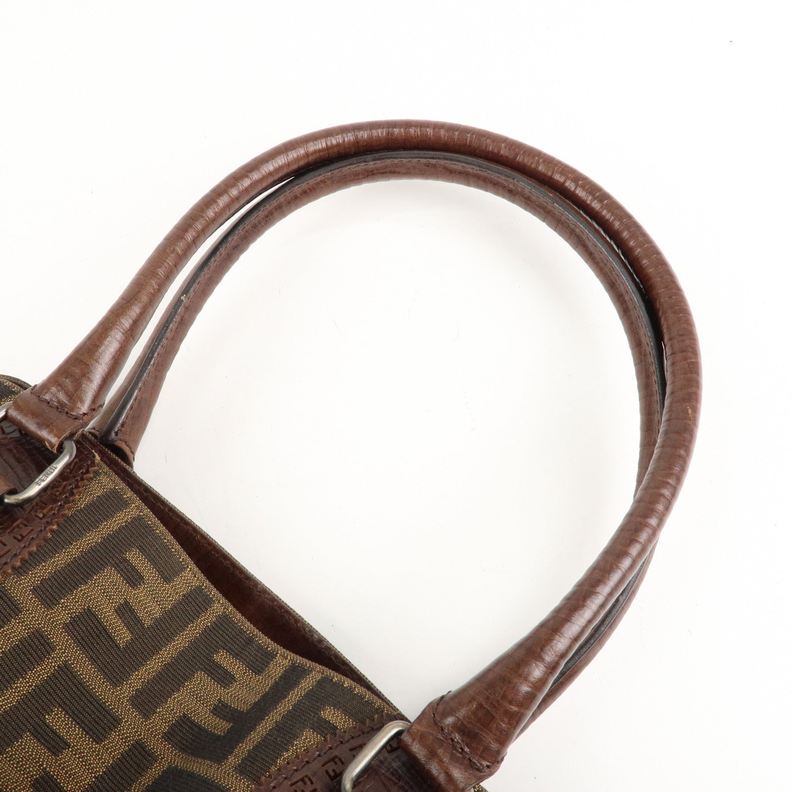 FENDI Ethnico Zucca Canvas Leather Shoulder Bag Brown 8BN162 Used