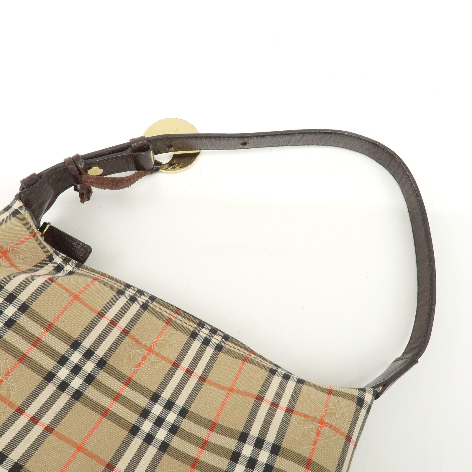 BURBERRY Nylon Leather Nova Plaid Shoulder Hand Bag Beige Black