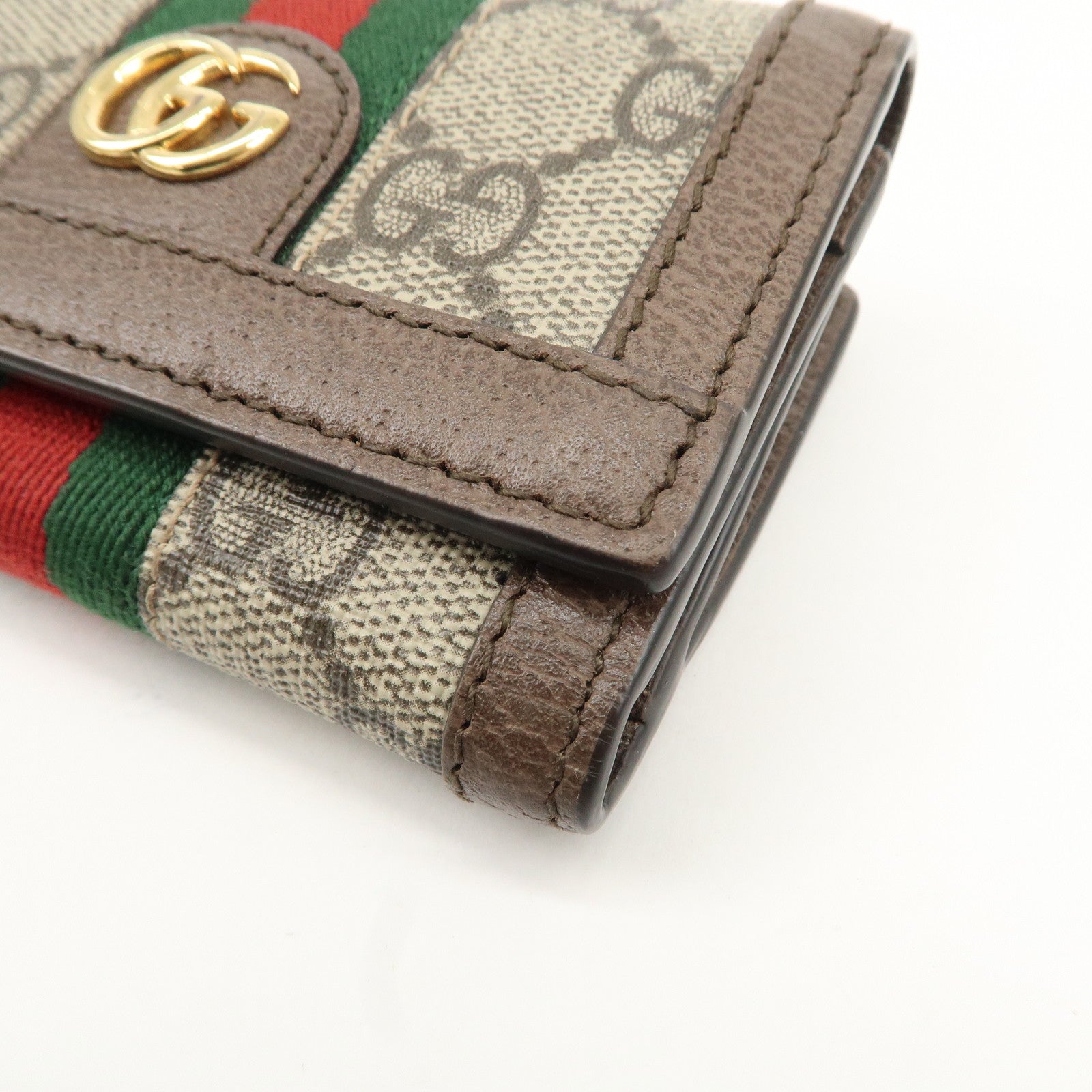 GUCCI Ophidia GG Supreme Leather Tri-Fold Compact Wallet 644334 Used