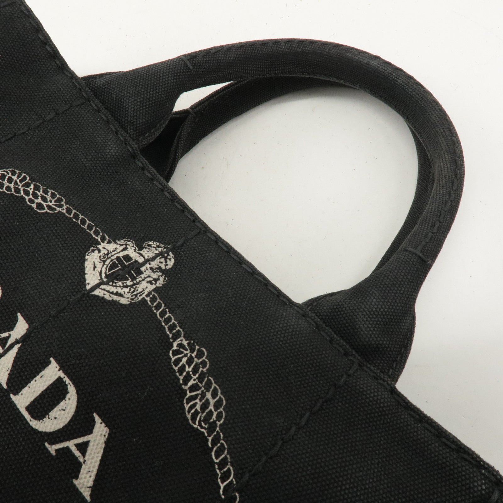 PRADA Canapa Mini Canvas 2Way Bag Hand Bag Black B2439G