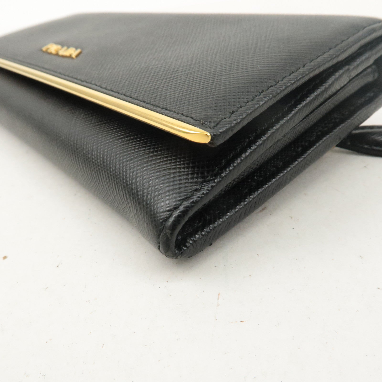 PRADA Saffiano Leather Bi-fold Long Wallet Black 1MH132