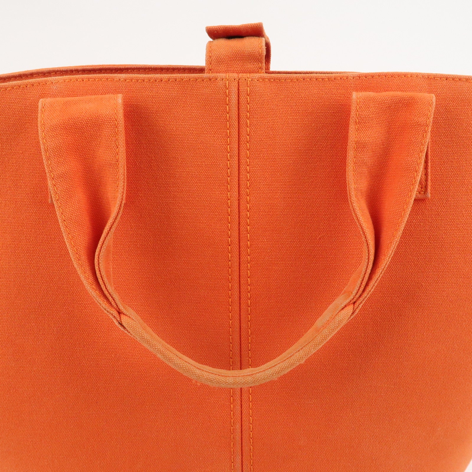 HERMES Canvas Leather Panied Plage PM Tote Bag Orange