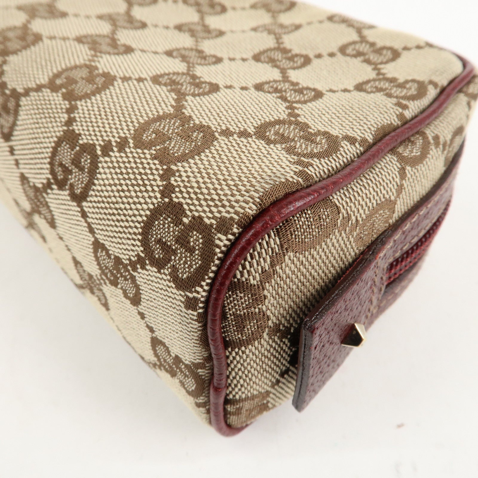 GUCCI GG Canvas Cosmetic Pouch Beige Bordeaux 120978