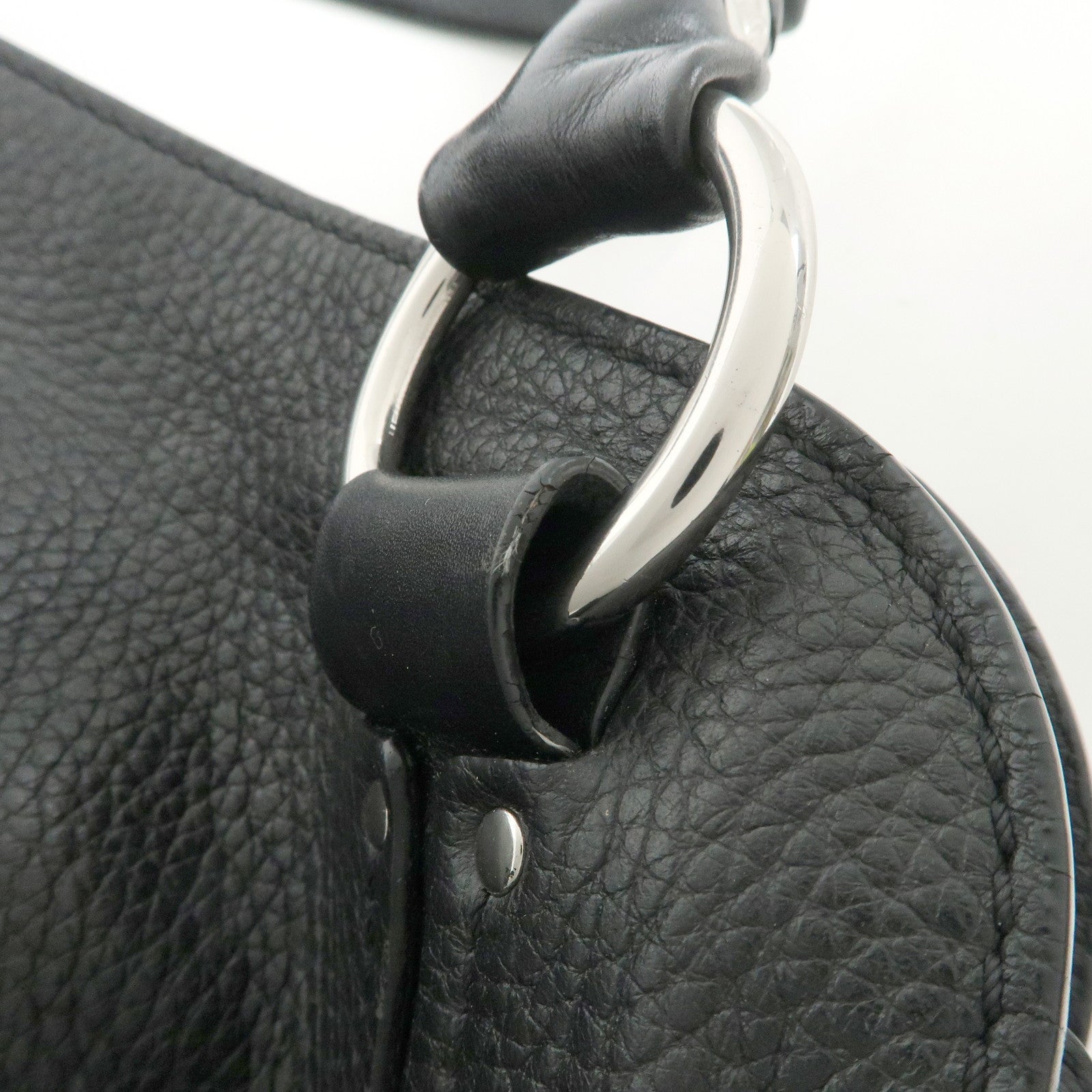 CELINE Leather Shoulder Bag Hand Bag Silver Hardware Black